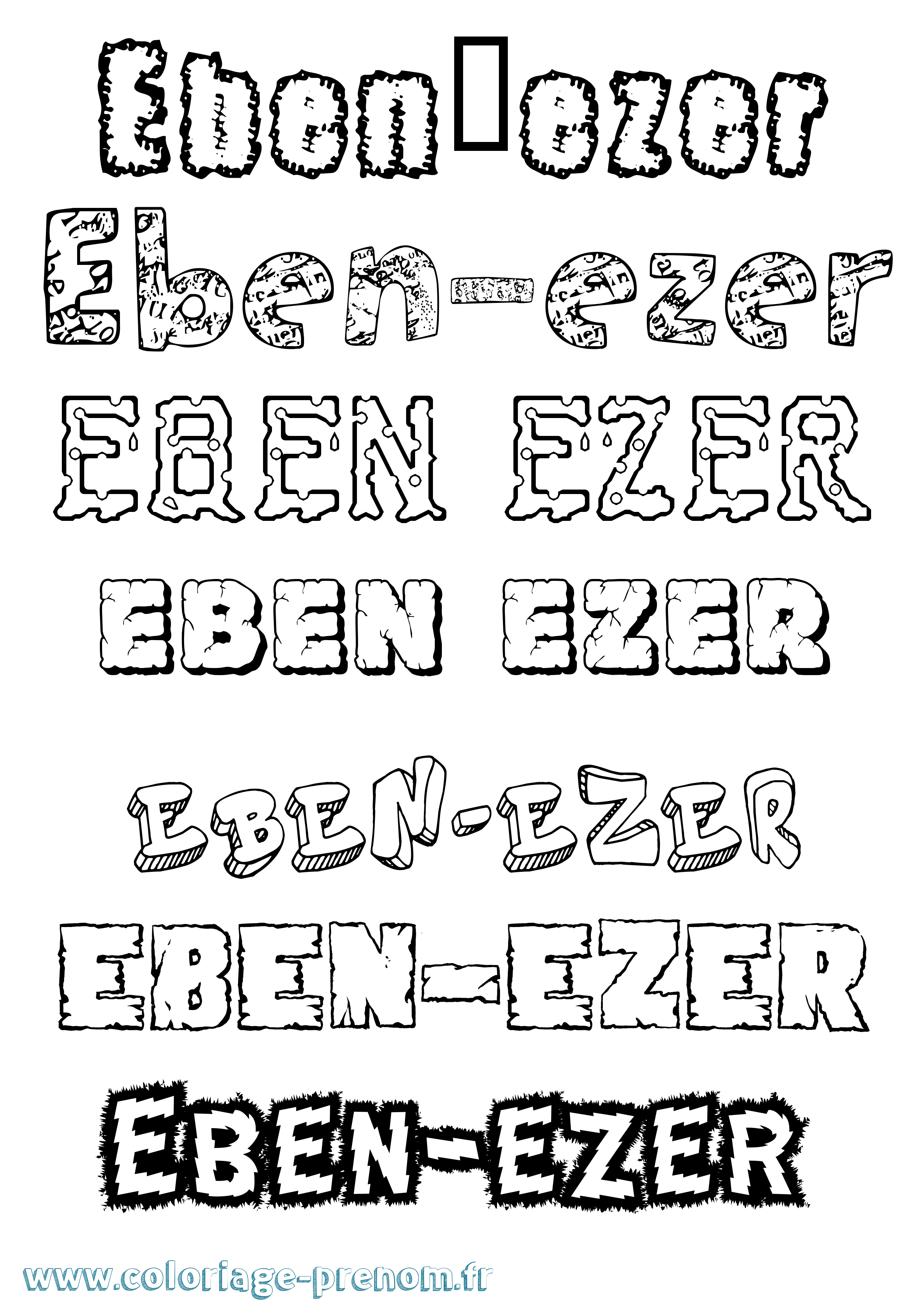 Coloriage prénom Eben-Ezer Destructuré