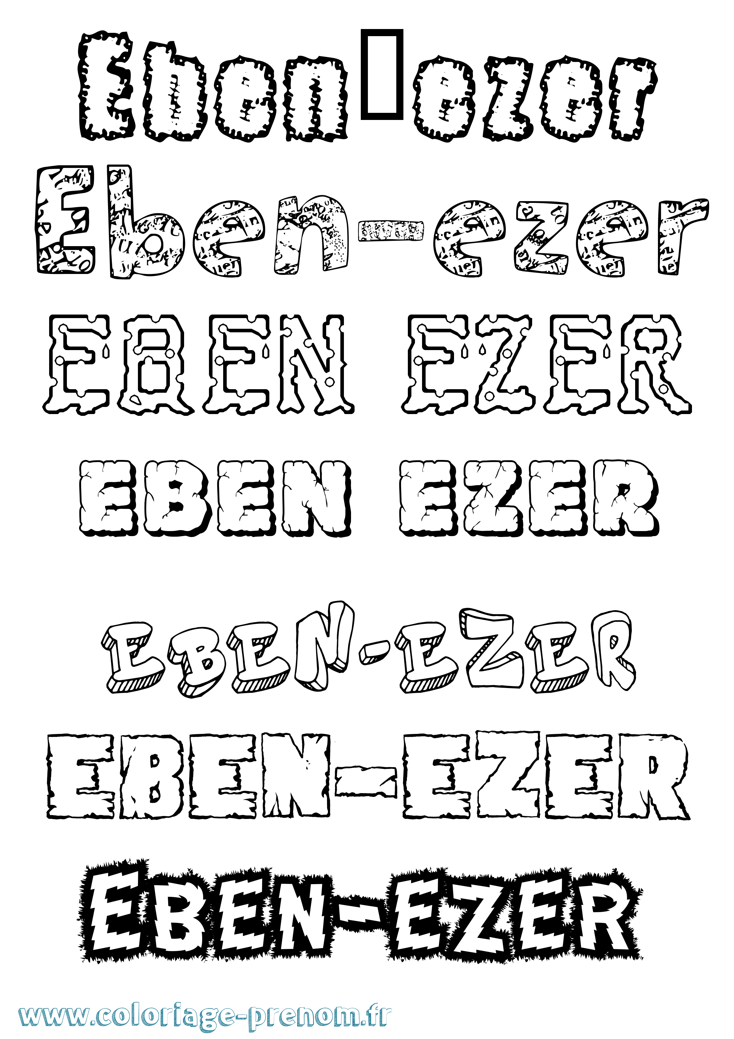 Coloriage Eben-Ezer Destructuré Coloriage prénom Eben-Ezer Destructuré