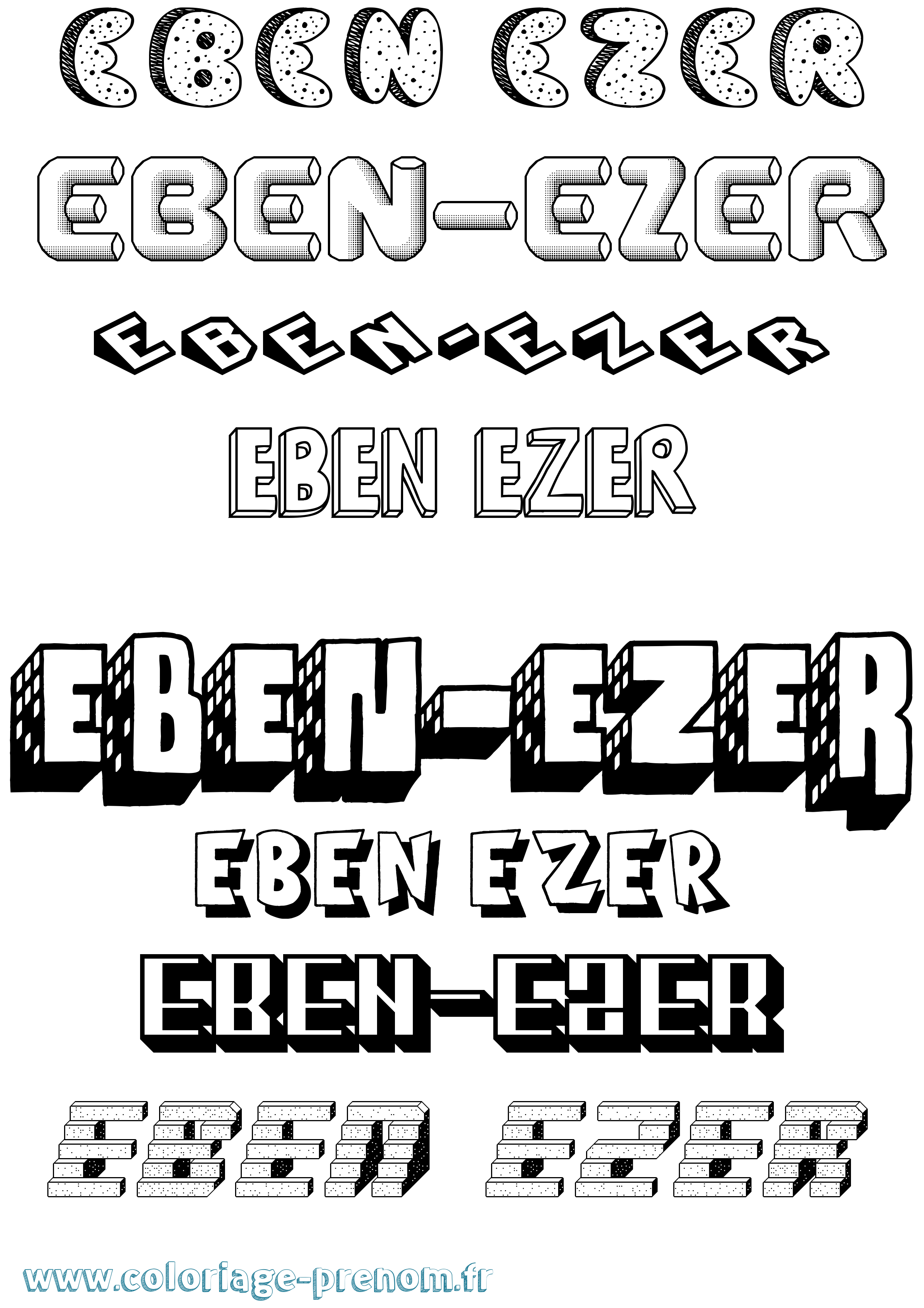 Coloriage prénom Eben-Ezer Effet 3D