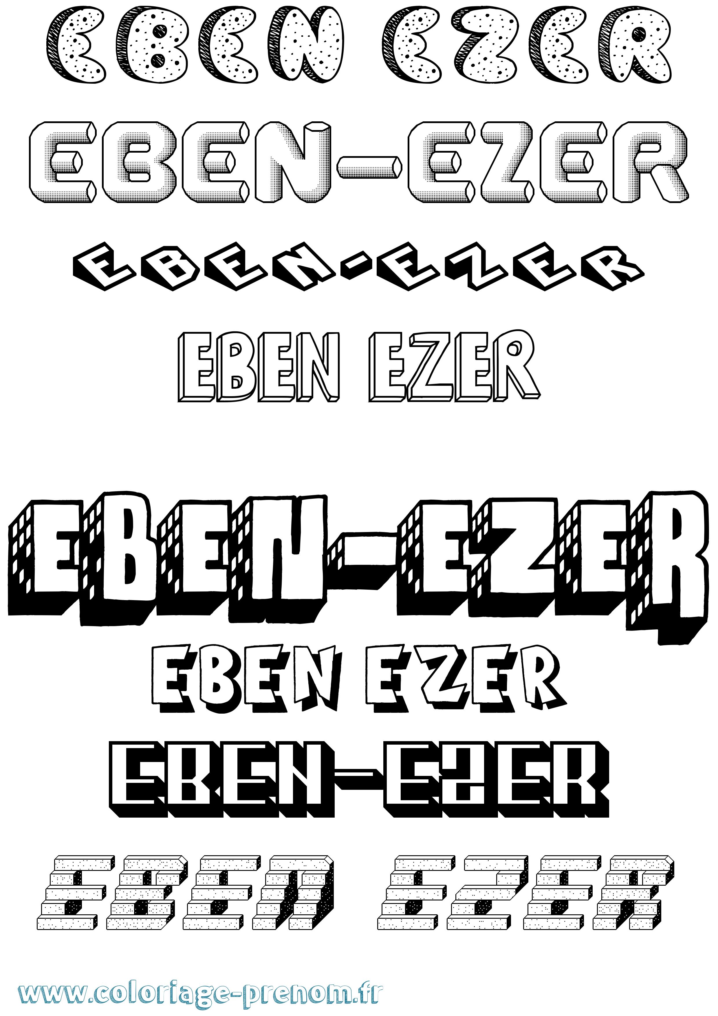 Coloriage Eben-Ezer Effet 3D Coloriage prénom Eben-Ezer Effet 3D