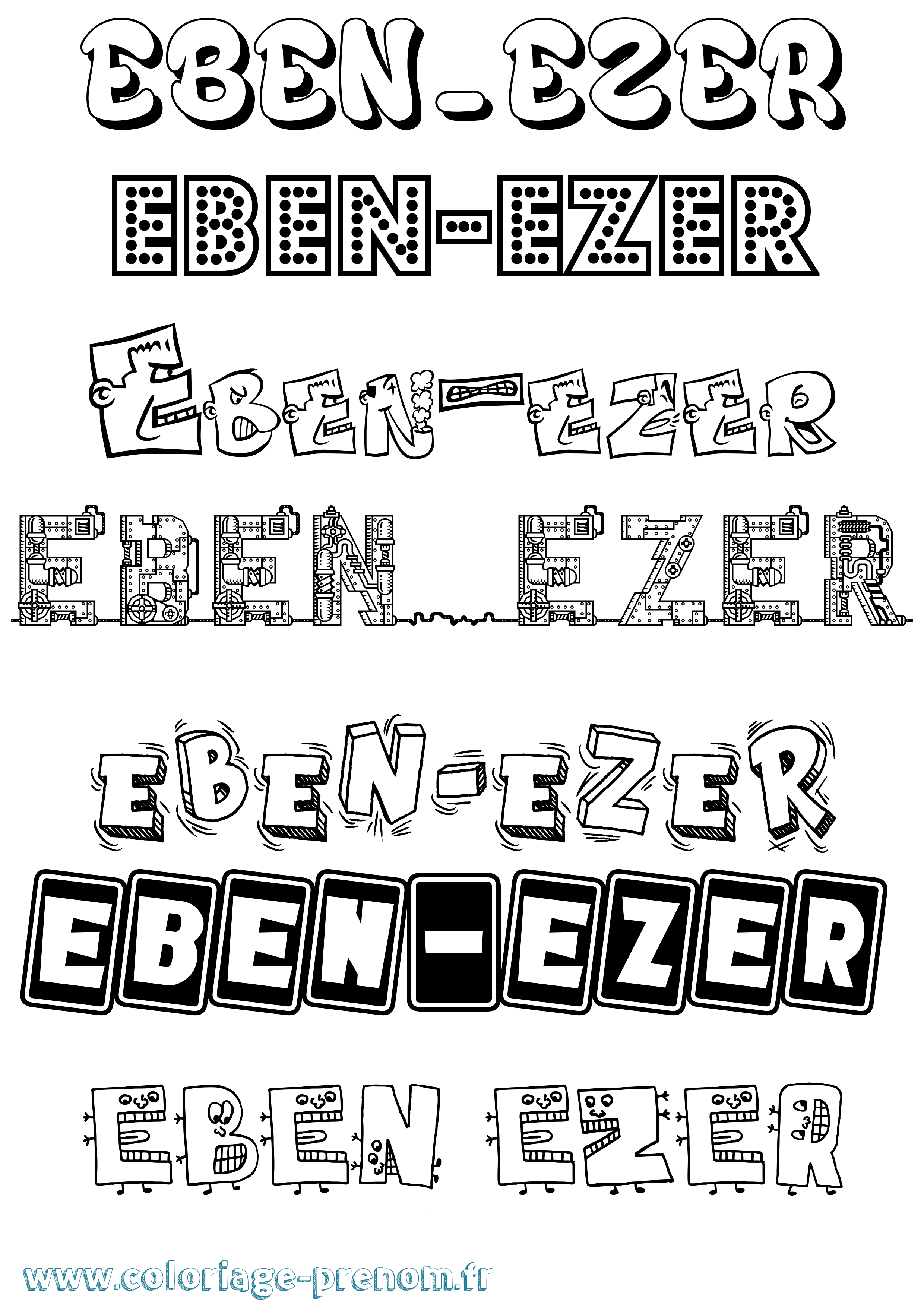 Coloriage Eben-Ezer Fun Coloriage prénom Eben-Ezer Fun