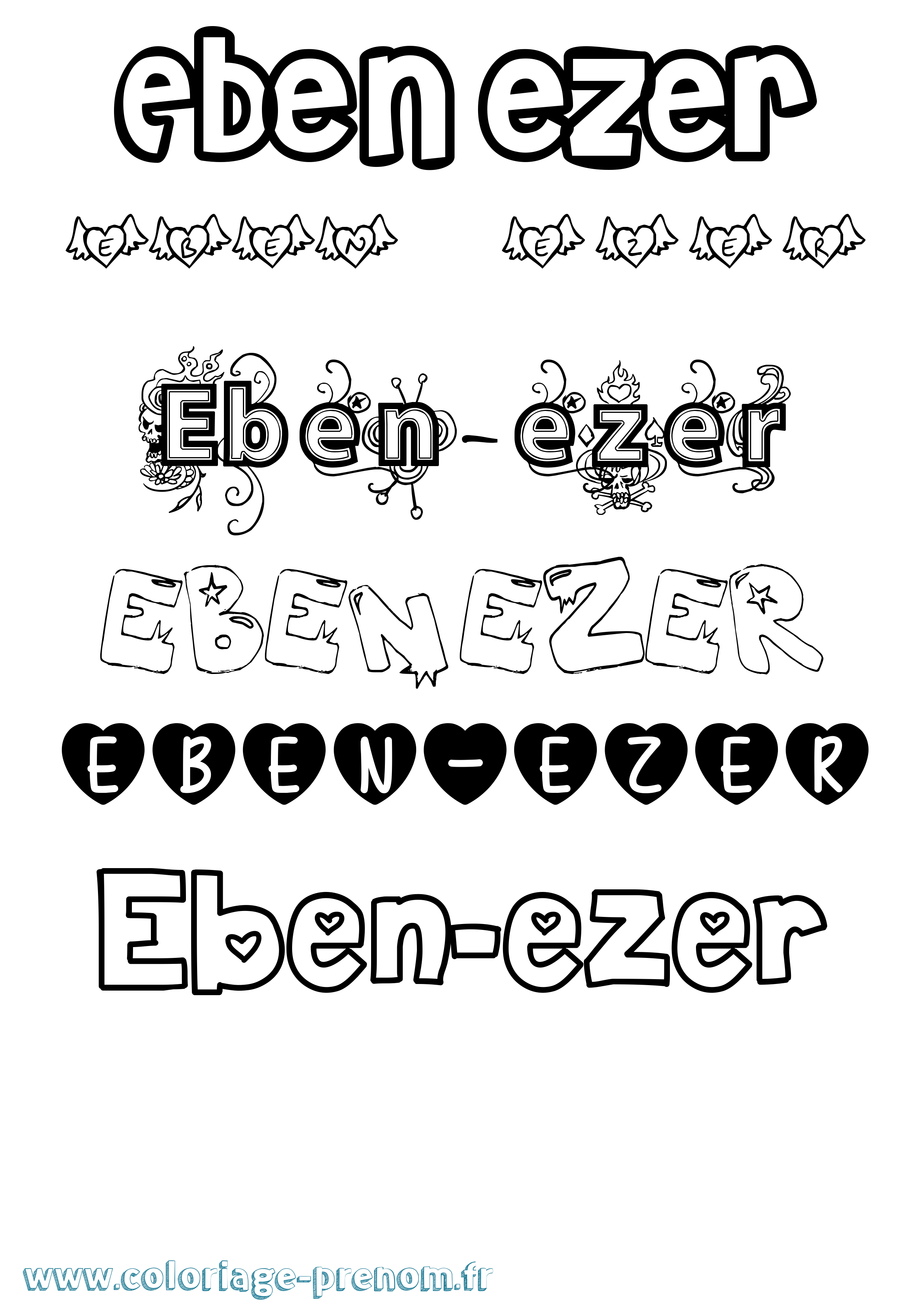 Coloriage prénom Eben-Ezer Girly