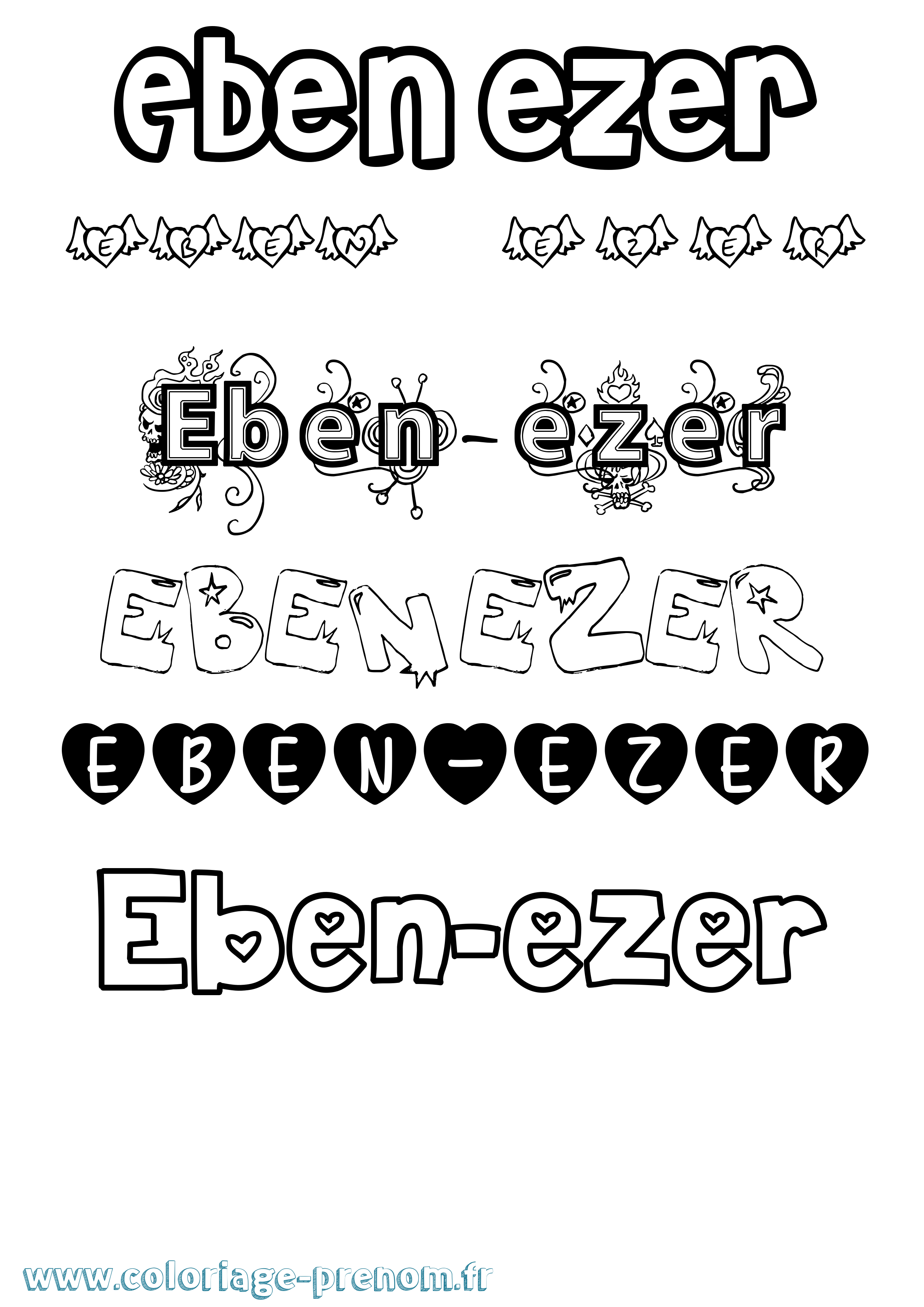 Coloriage Eben-Ezer Girly Coloriage prénom Eben-Ezer Girly
