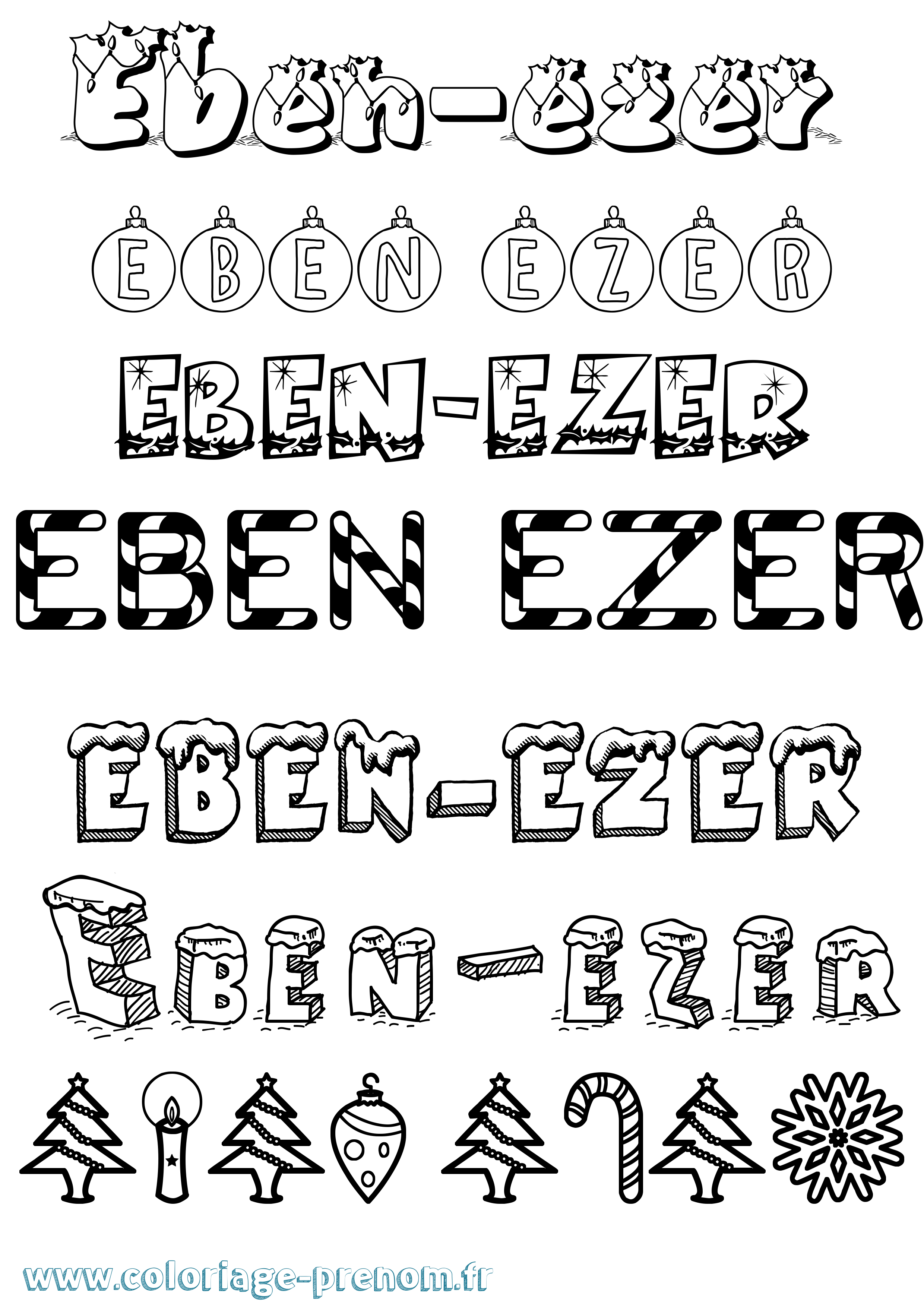 Coloriage prénom Eben-Ezer Noël