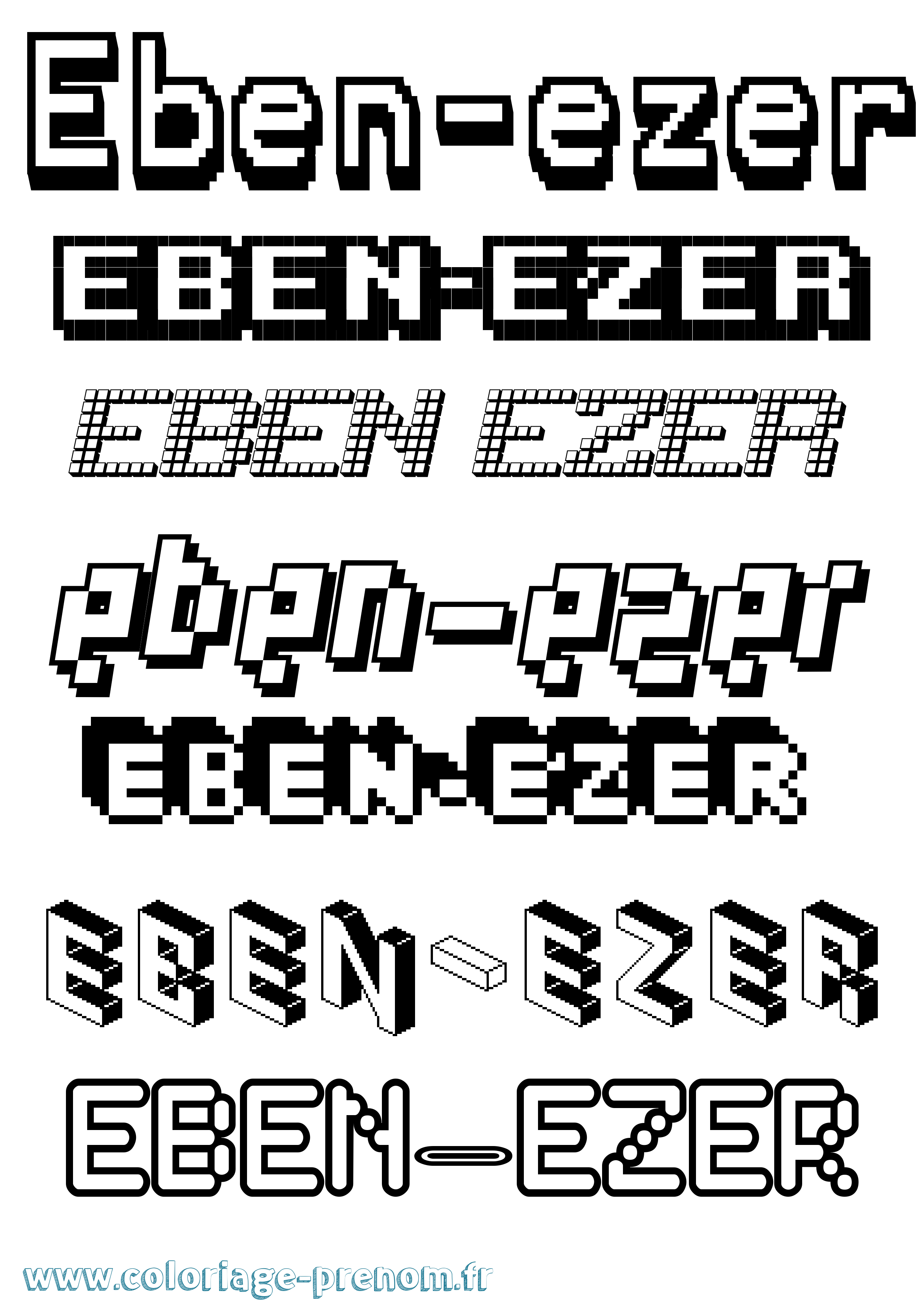 Coloriage prénom Eben-Ezer Pixel
