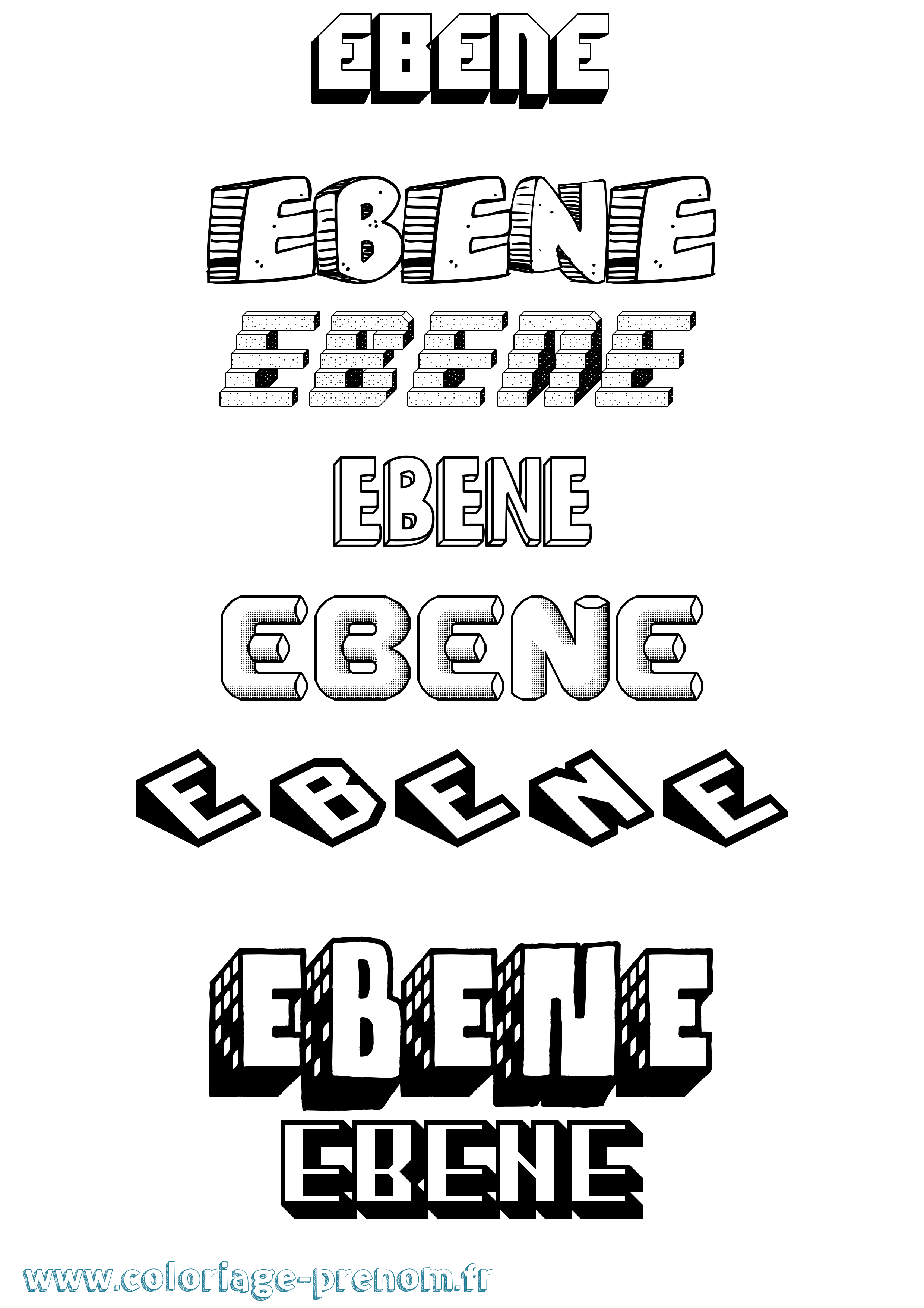Coloriage Ebene Effet 3D Coloriage prénom Ebene Effet 3D