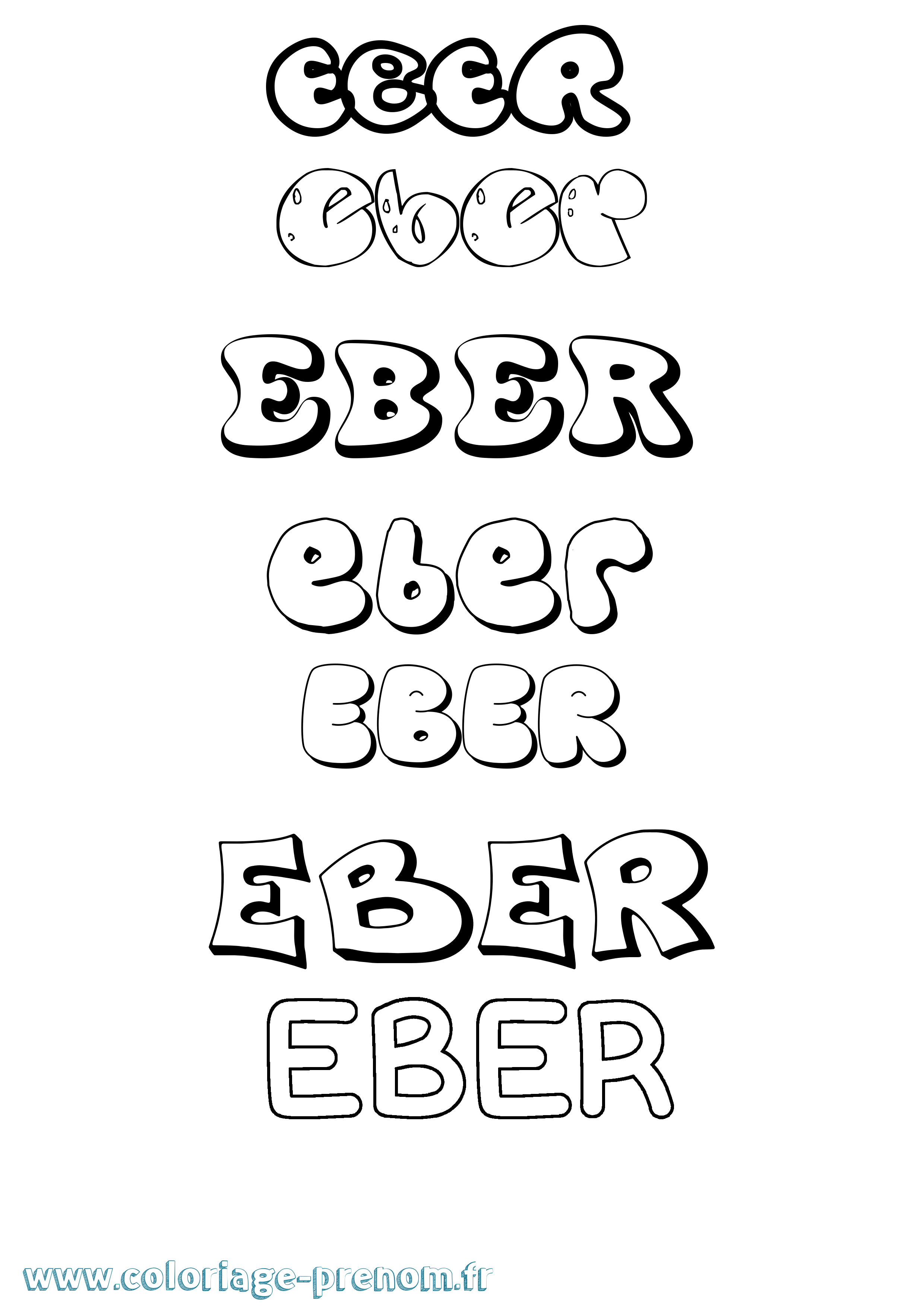 Coloriage prénom Eber Bubble