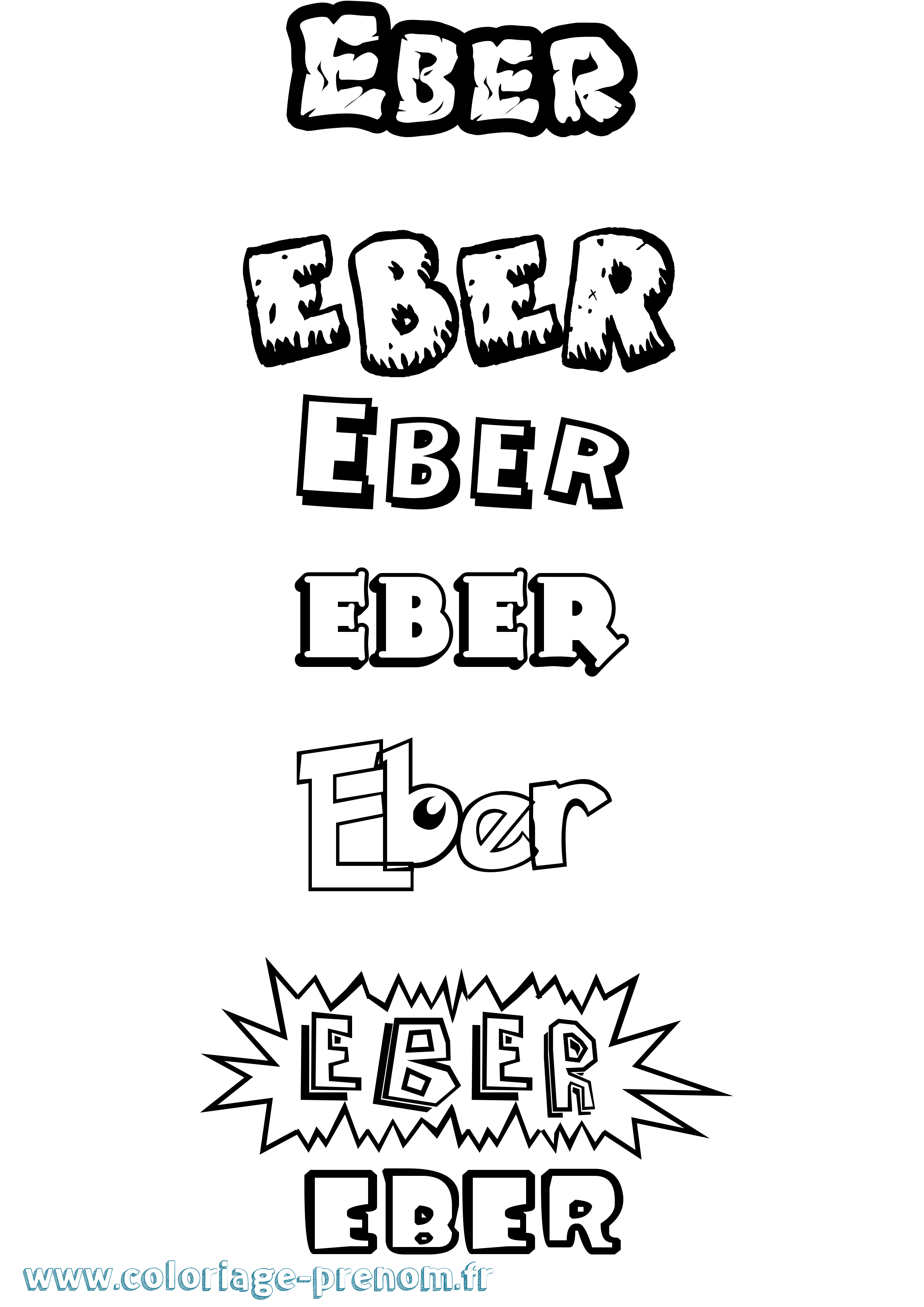 Coloriage prénom Eber Dessin Animé