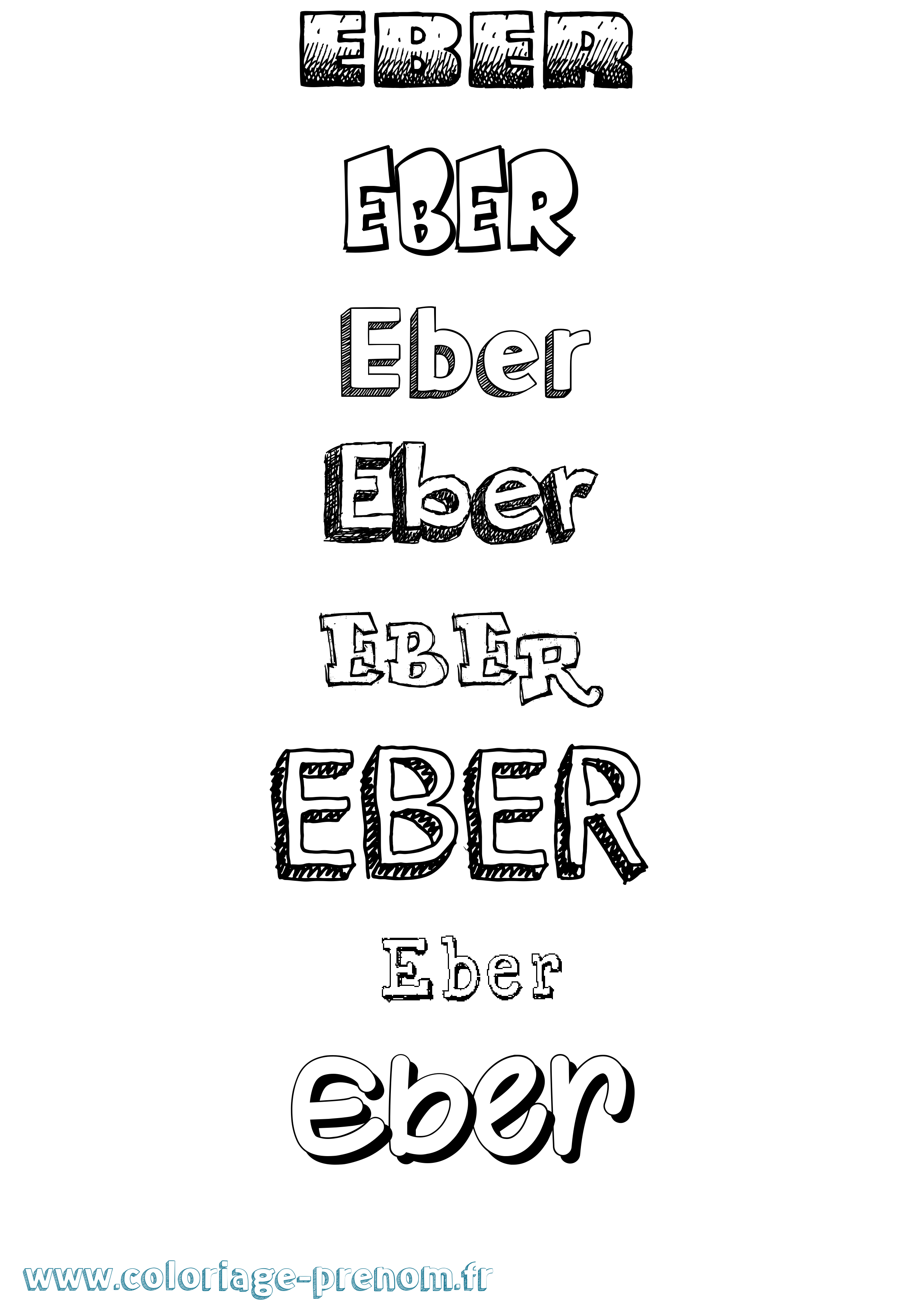 Coloriage Eber Dessiné Coloriage prénom Eber Dessiné