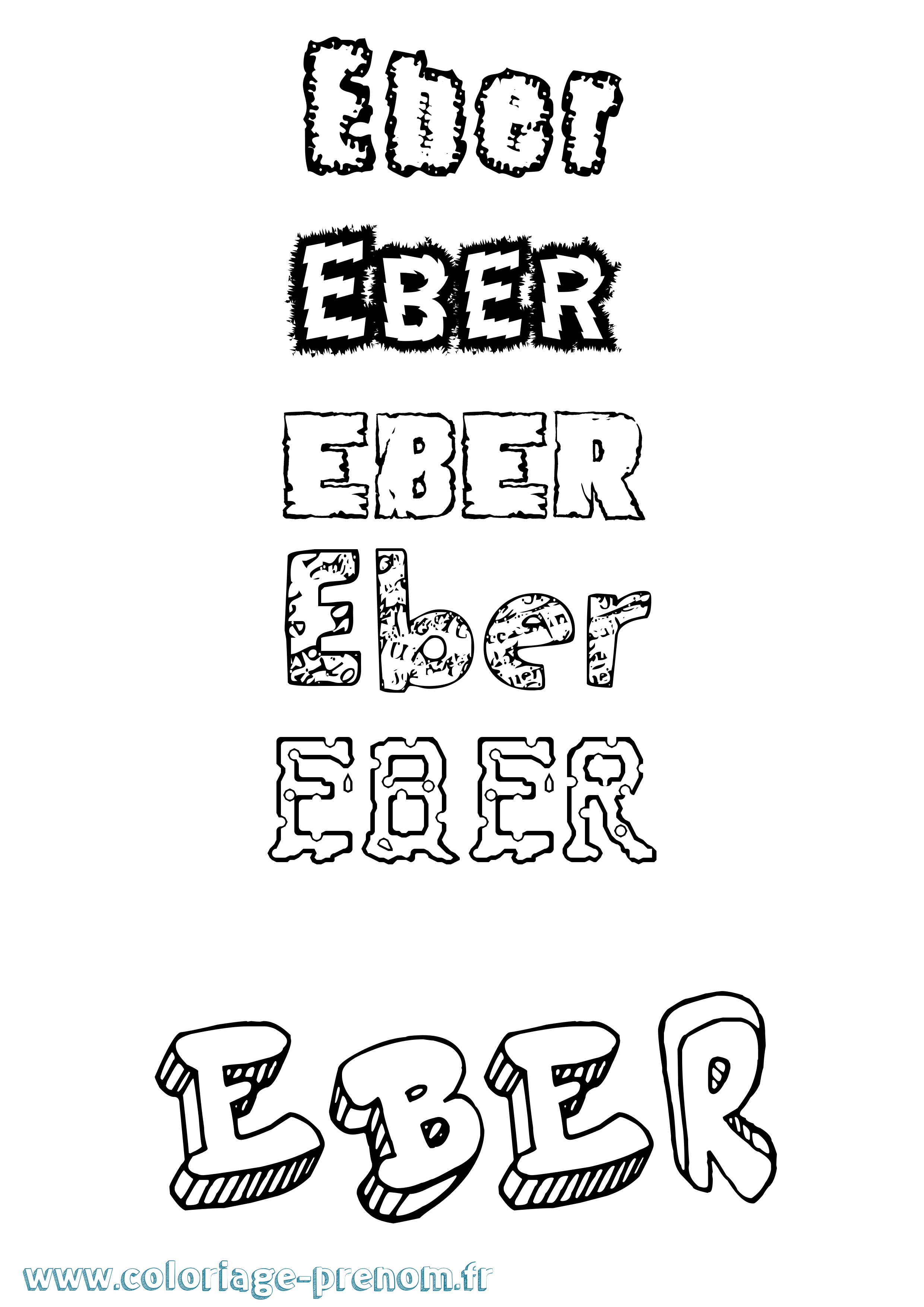 Coloriage prénom Eber Destructuré