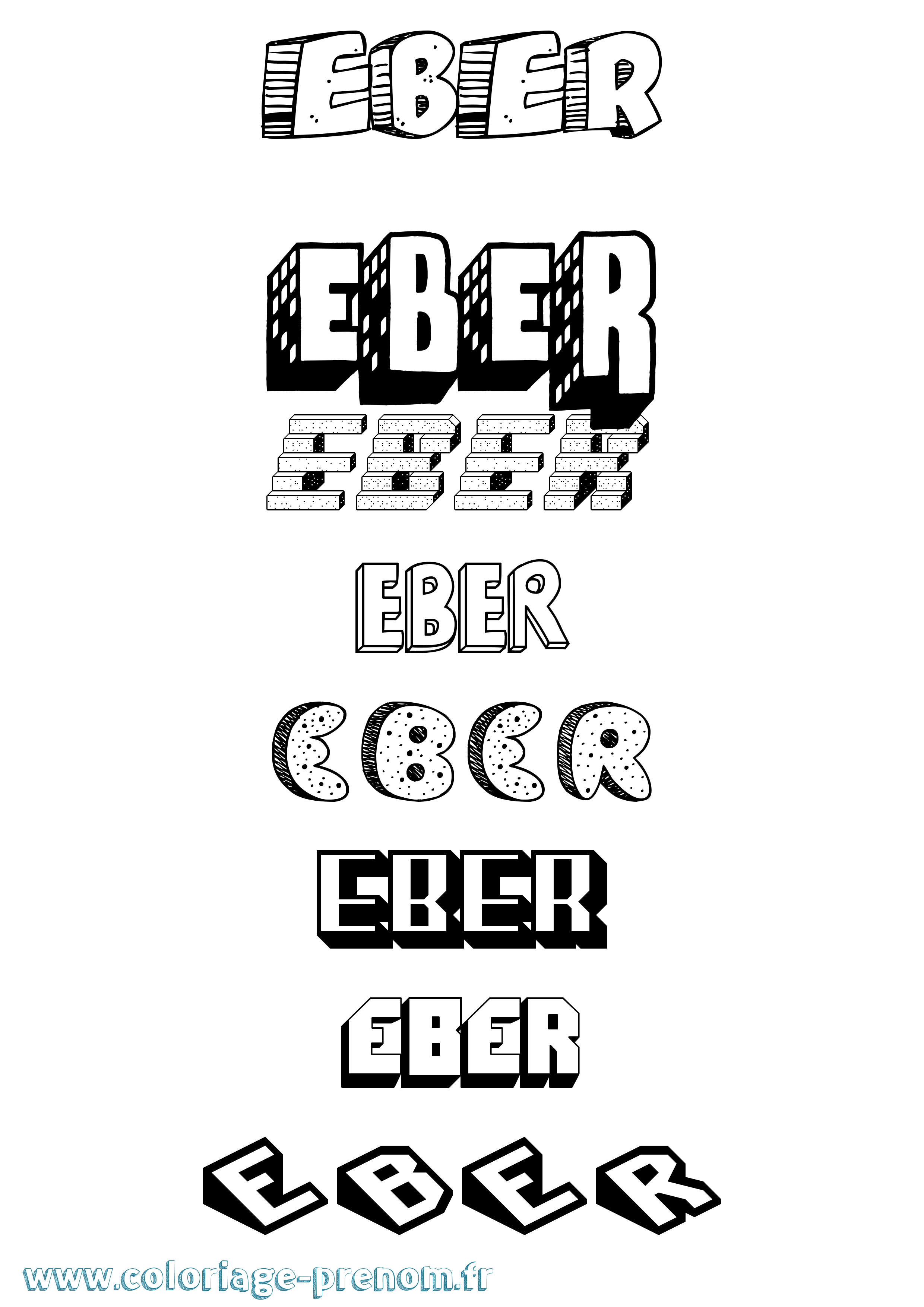 Coloriage Eber Effet 3D Coloriage prénom Eber Effet 3D