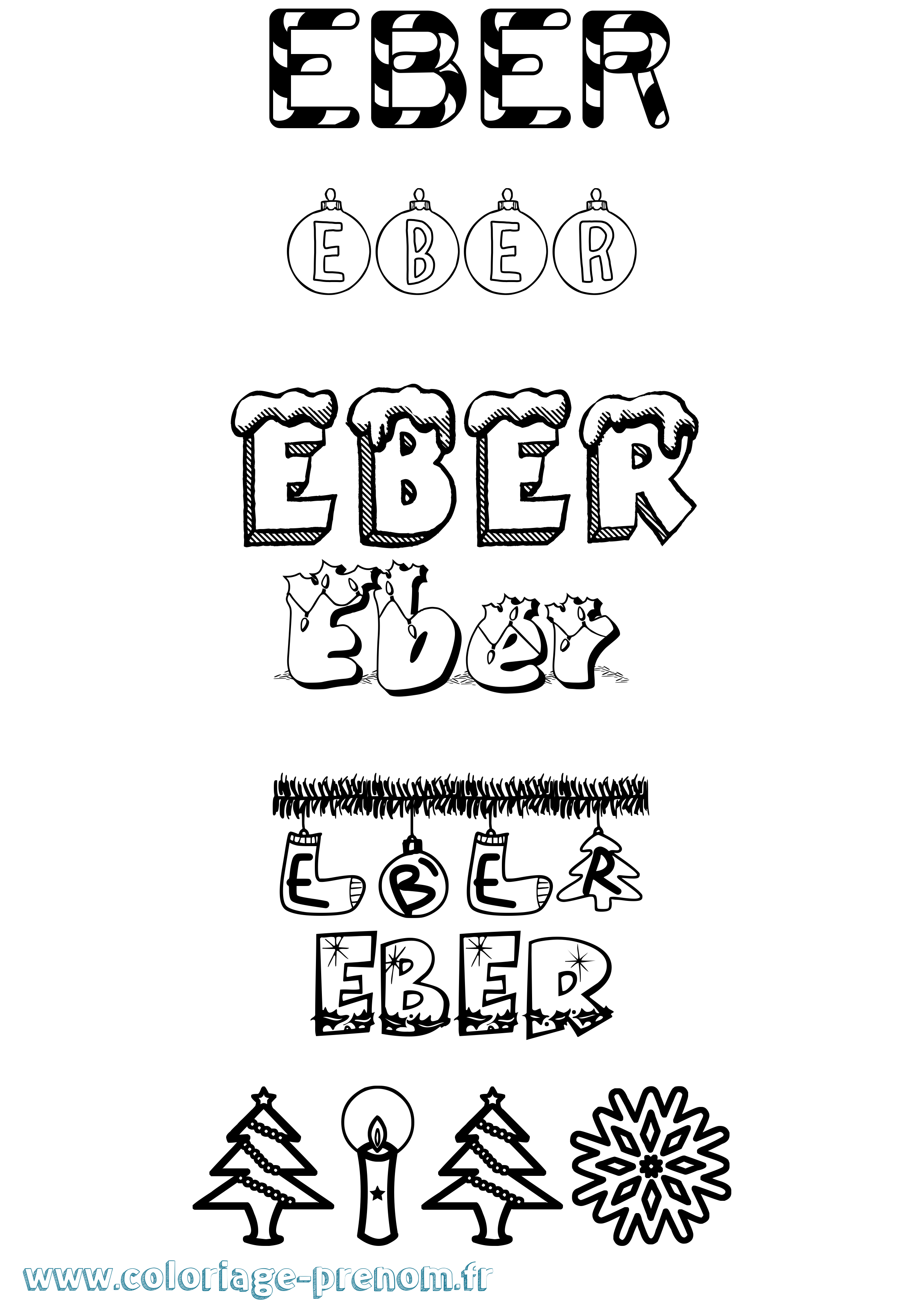 Coloriage Eber Noël Coloriage prénom Eber Noël