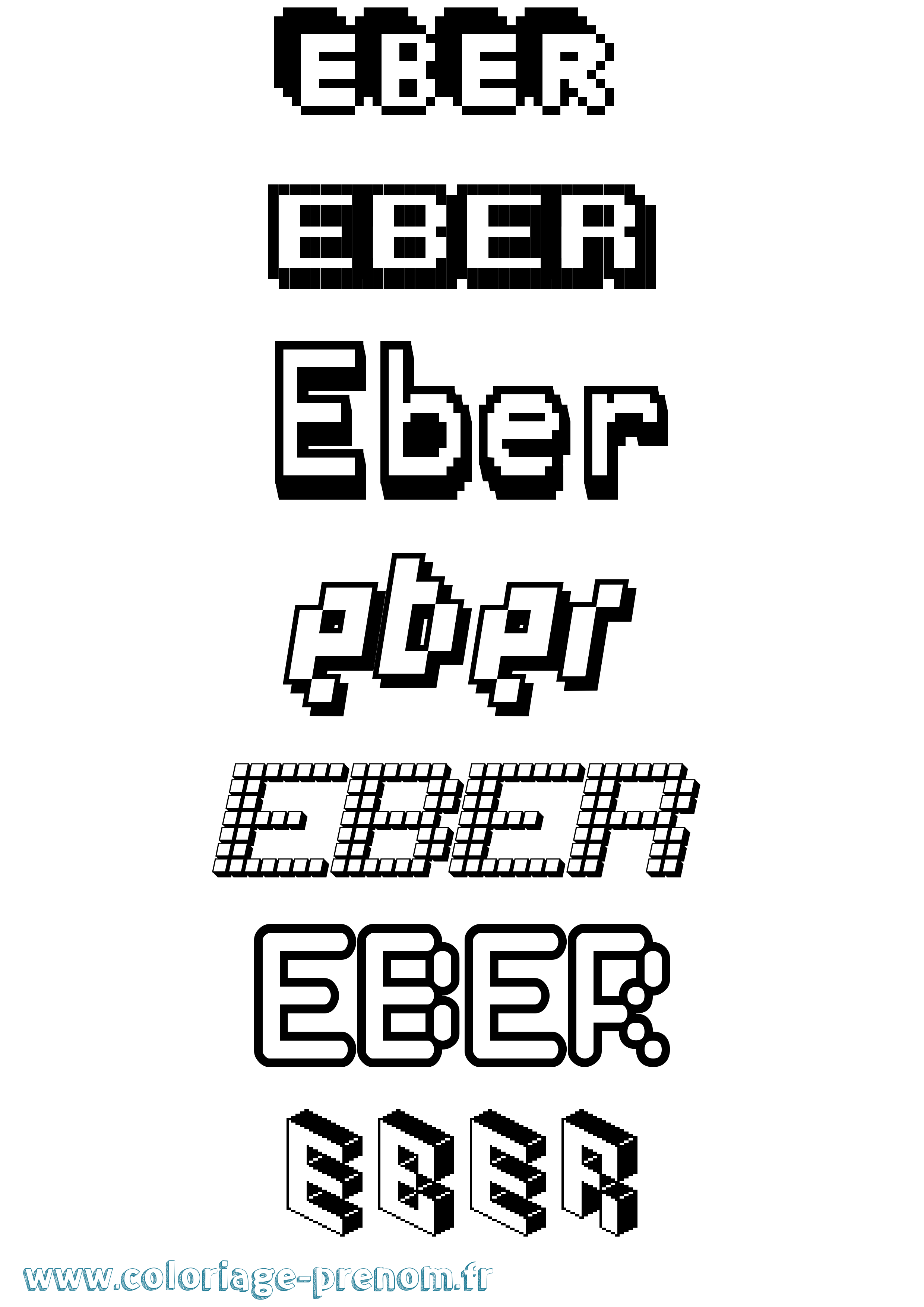 Coloriage Eber Pixel Coloriage prénom Eber Pixel