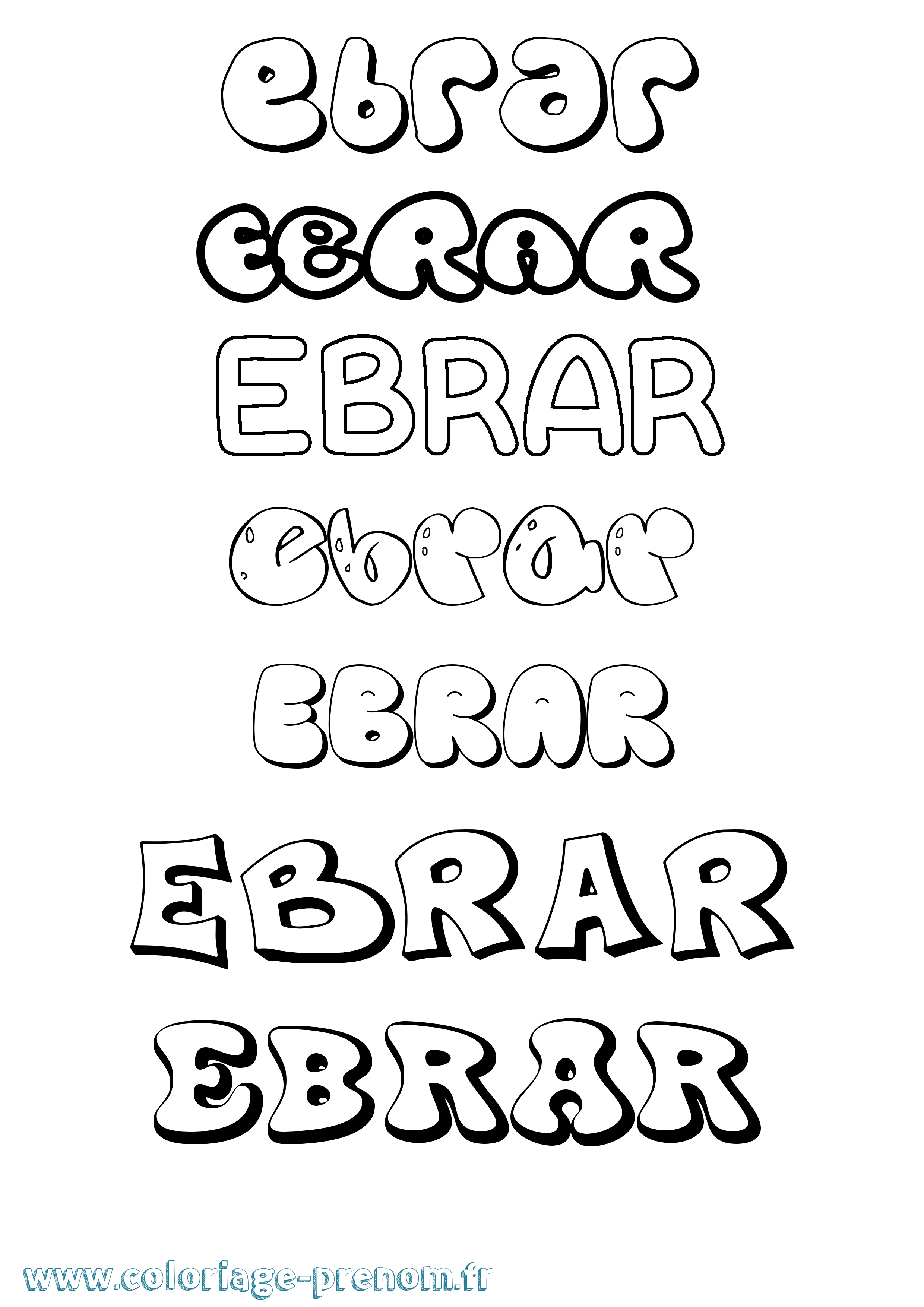 Coloriage Ebrar Bubble Coloriage prénom Ebrar Bubble
