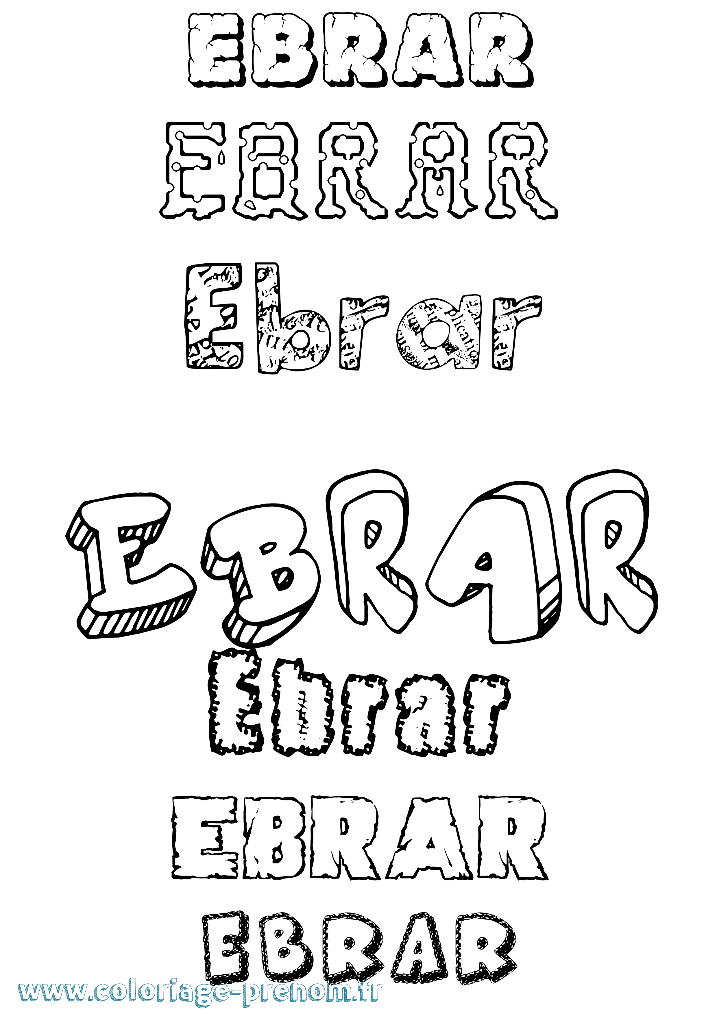 Coloriage Ebrar Destructuré Coloriage prénom Ebrar Destructuré