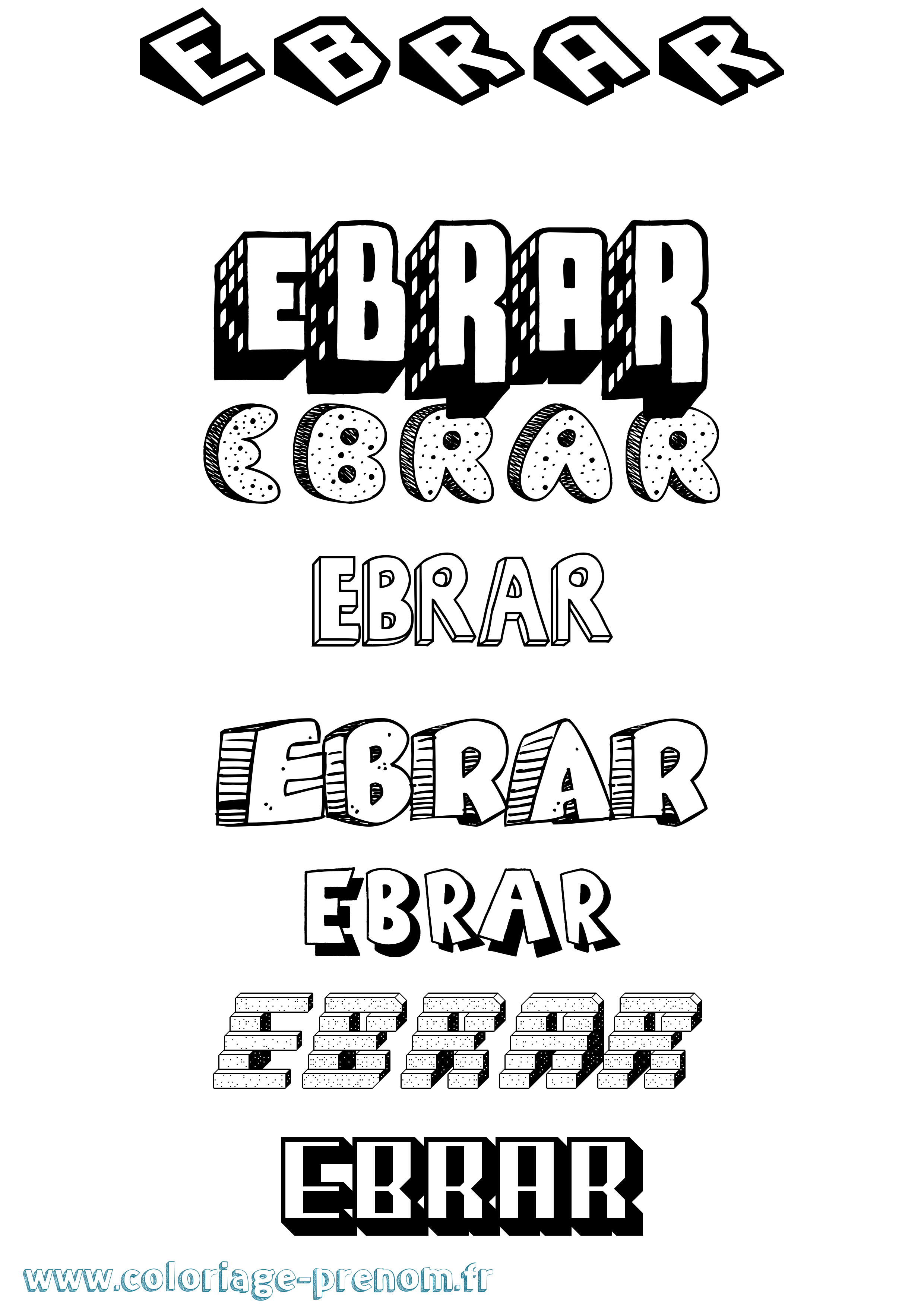 Coloriage Ebrar Effet 3D Coloriage prénom Ebrar Effet 3D