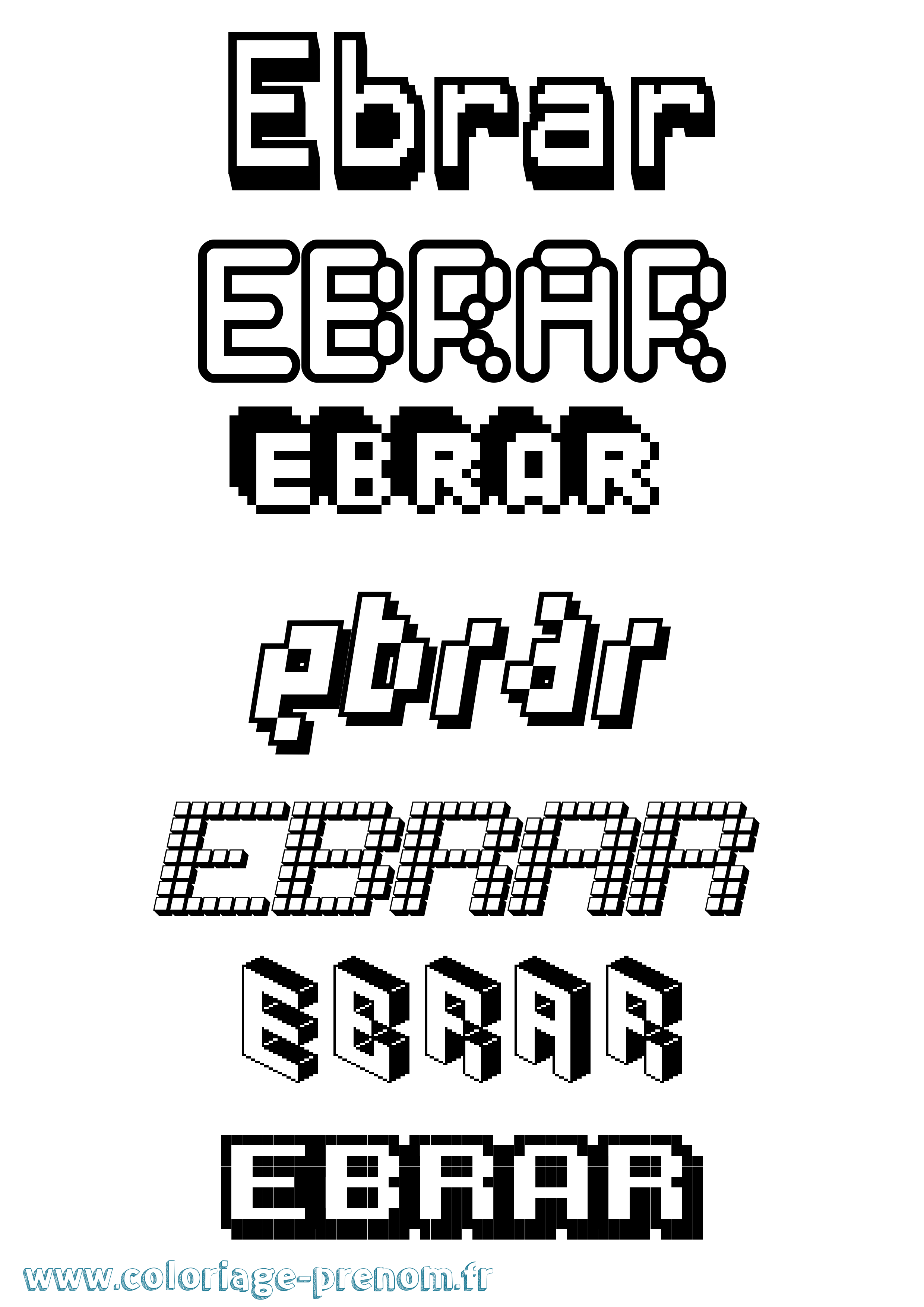 Coloriage Ebrar Pixel Coloriage prénom Ebrar Pixel