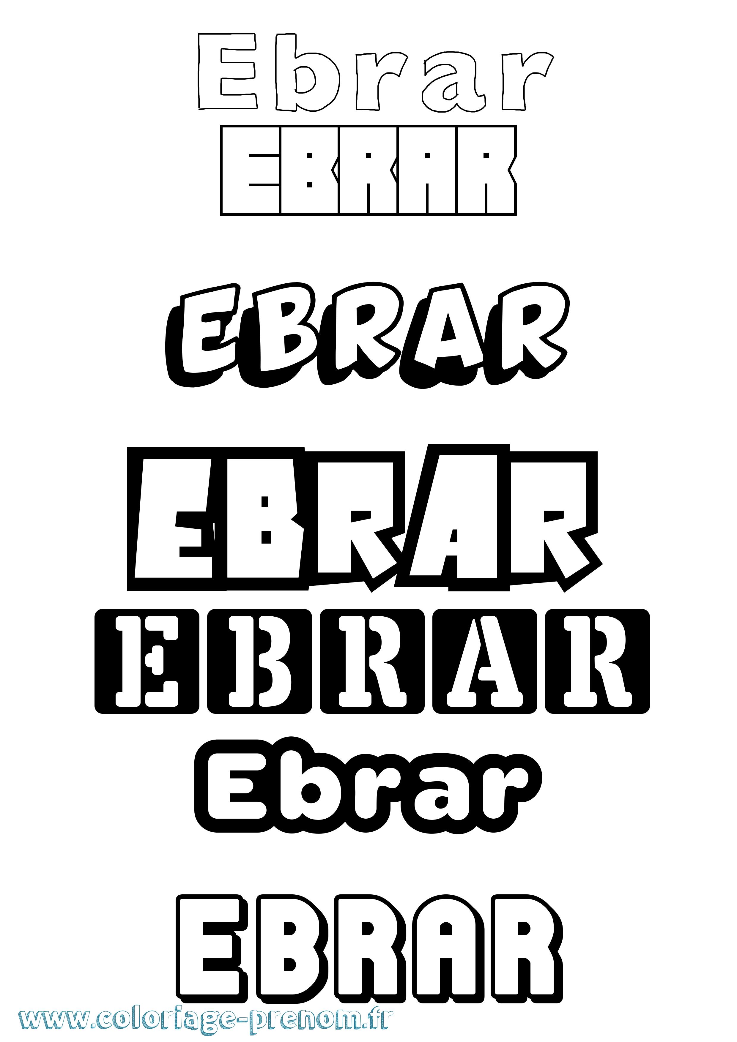 Coloriage Ebrar Simple Coloriage prénom Ebrar Simple