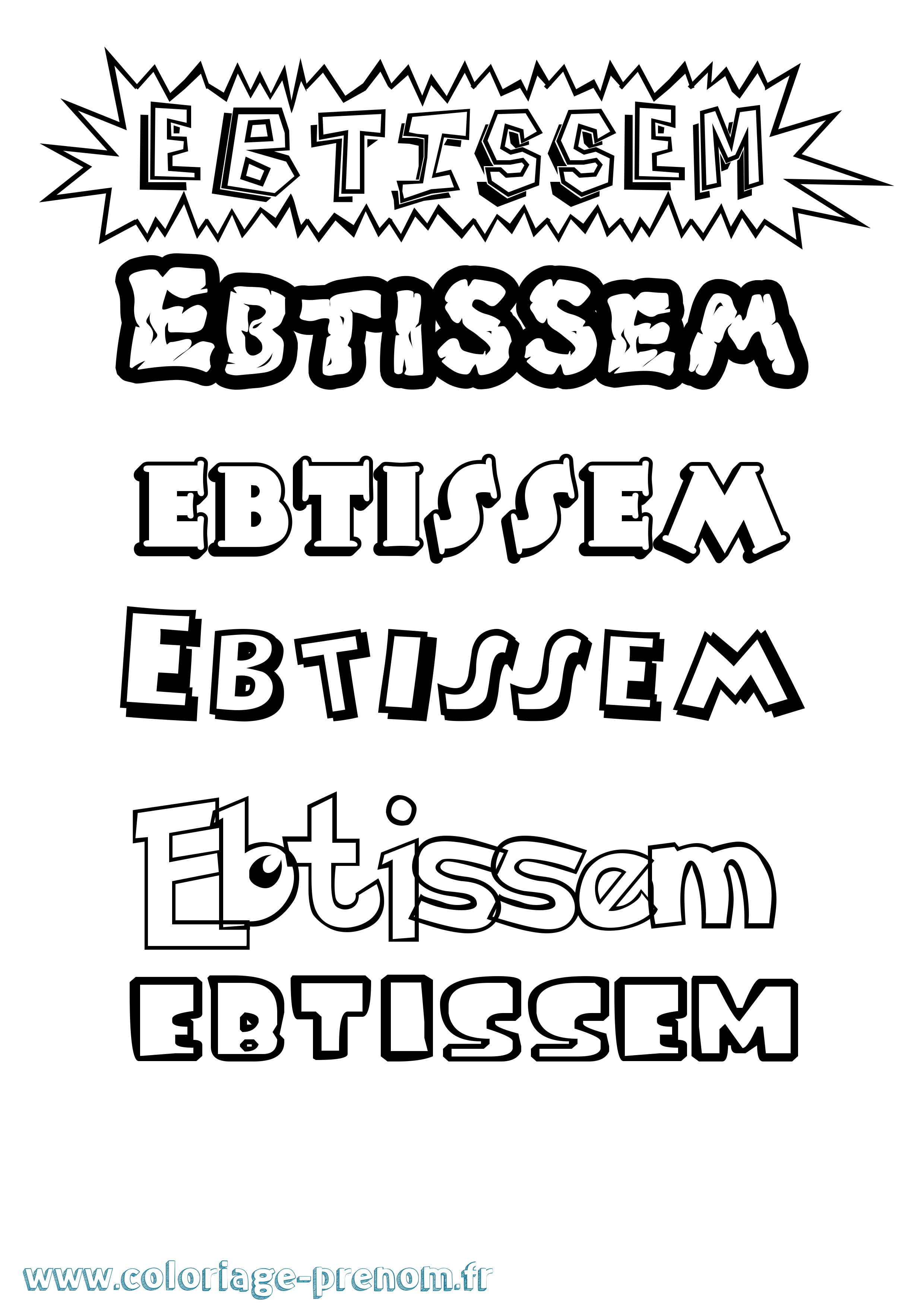 Coloriage Ebtissem Dessin Animé Coloriage prénom Ebtissem Dessin Animé