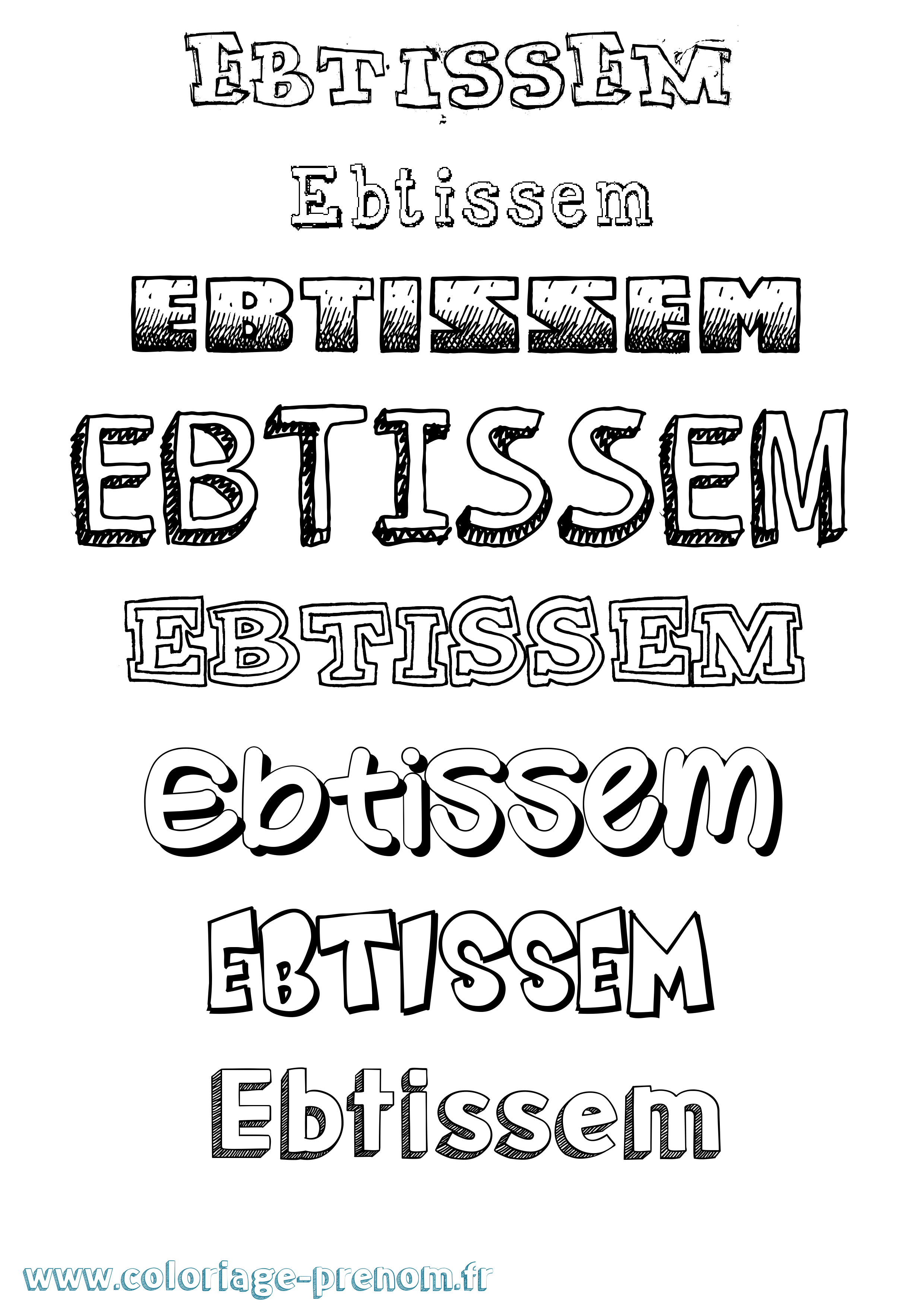 Coloriage Ebtissem Dessiné Coloriage prénom Ebtissem Dessiné