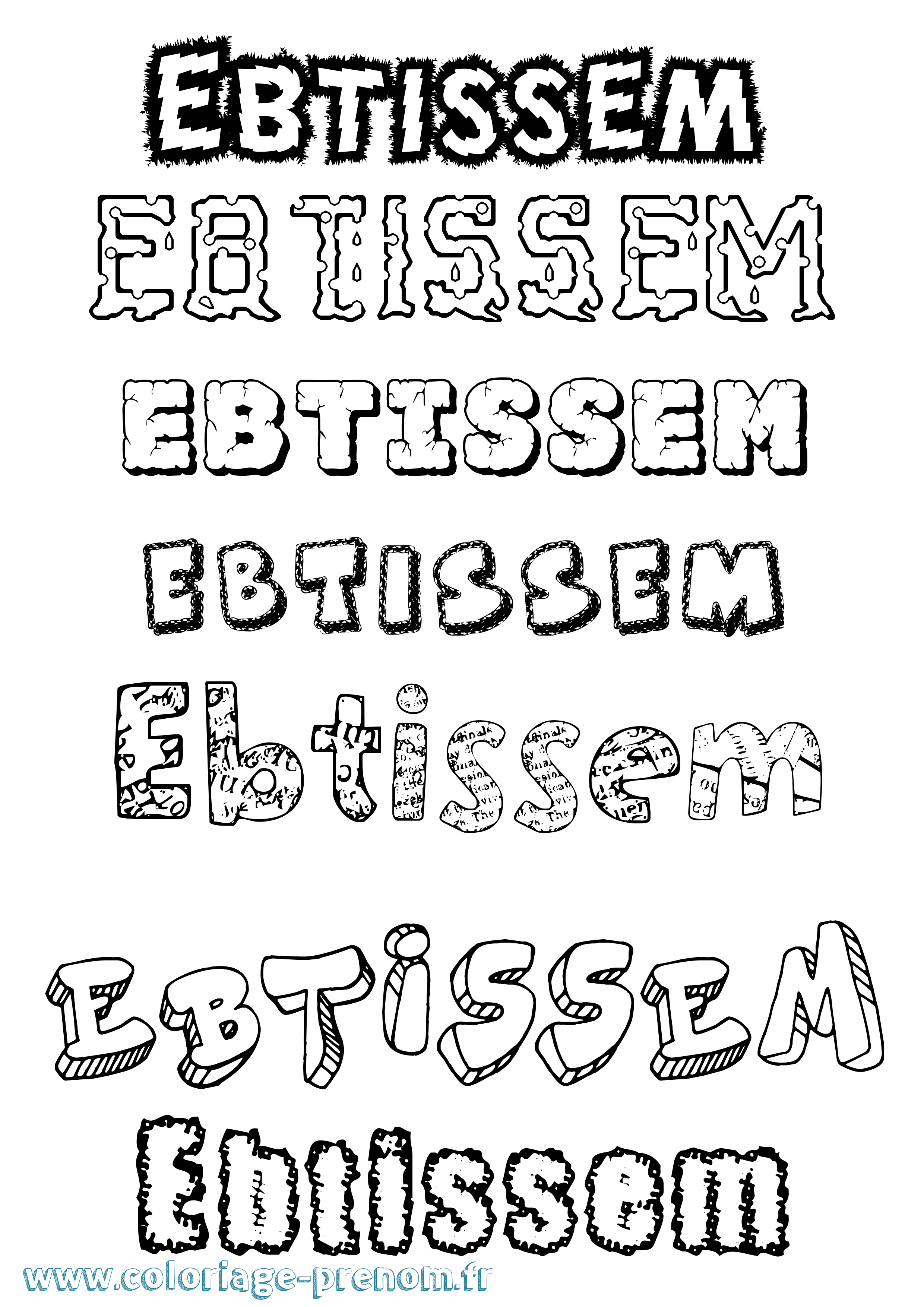 Coloriage Ebtissem Destructuré Coloriage prénom Ebtissem Destructuré