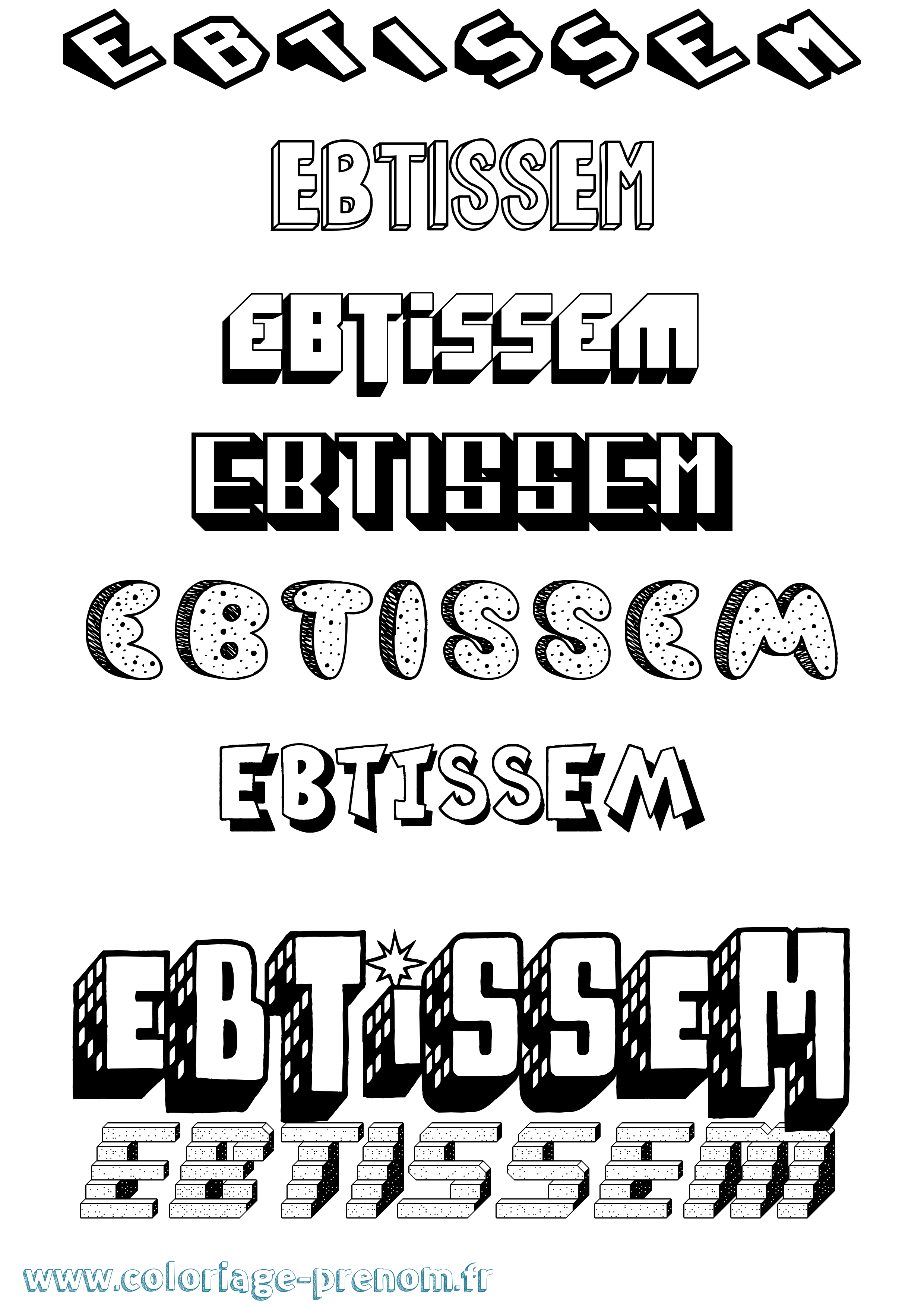 Coloriage Ebtissem Effet 3D Coloriage prénom Ebtissem Effet 3D