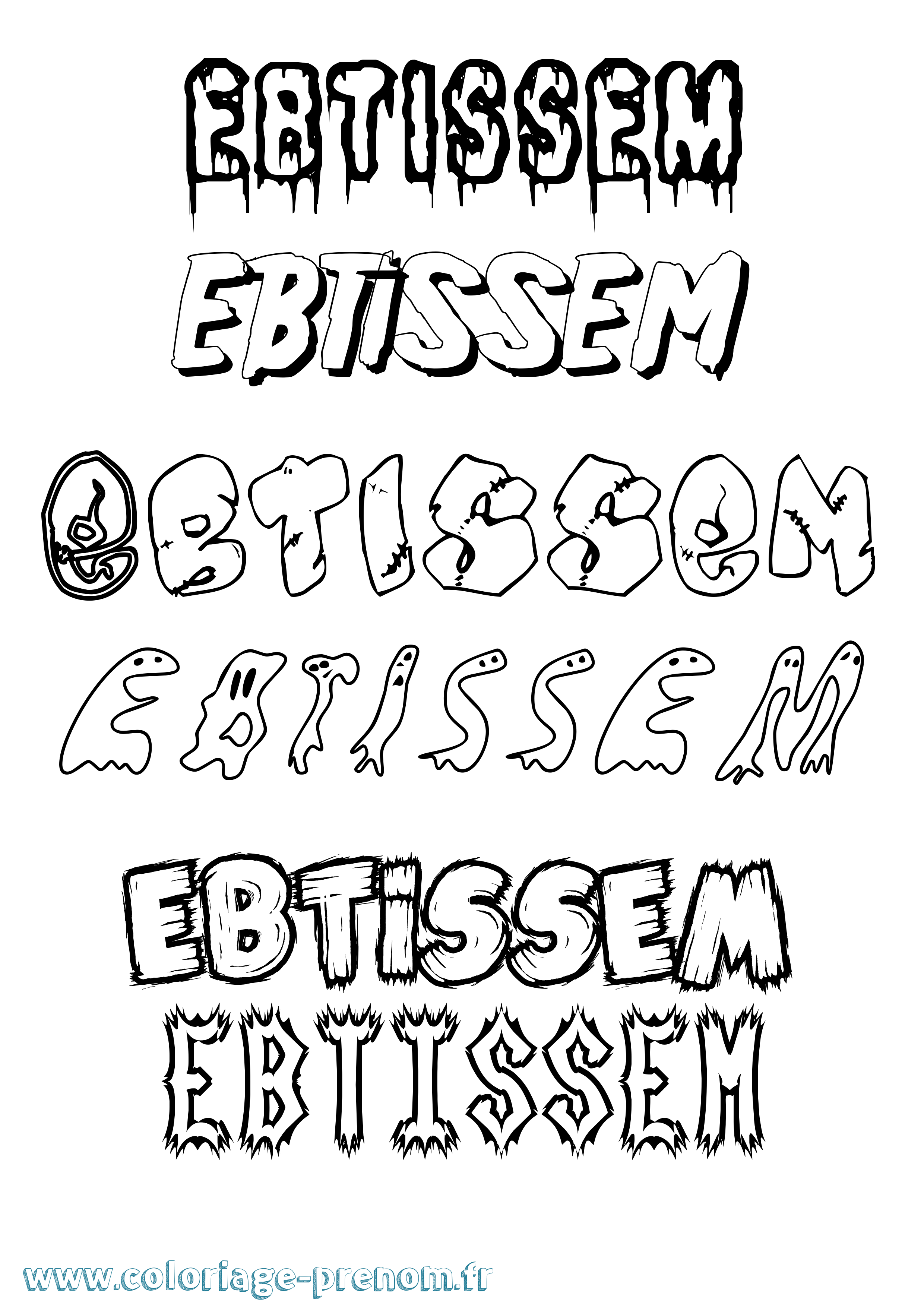Coloriage Ebtissem Frisson Coloriage prénom Ebtissem Frisson