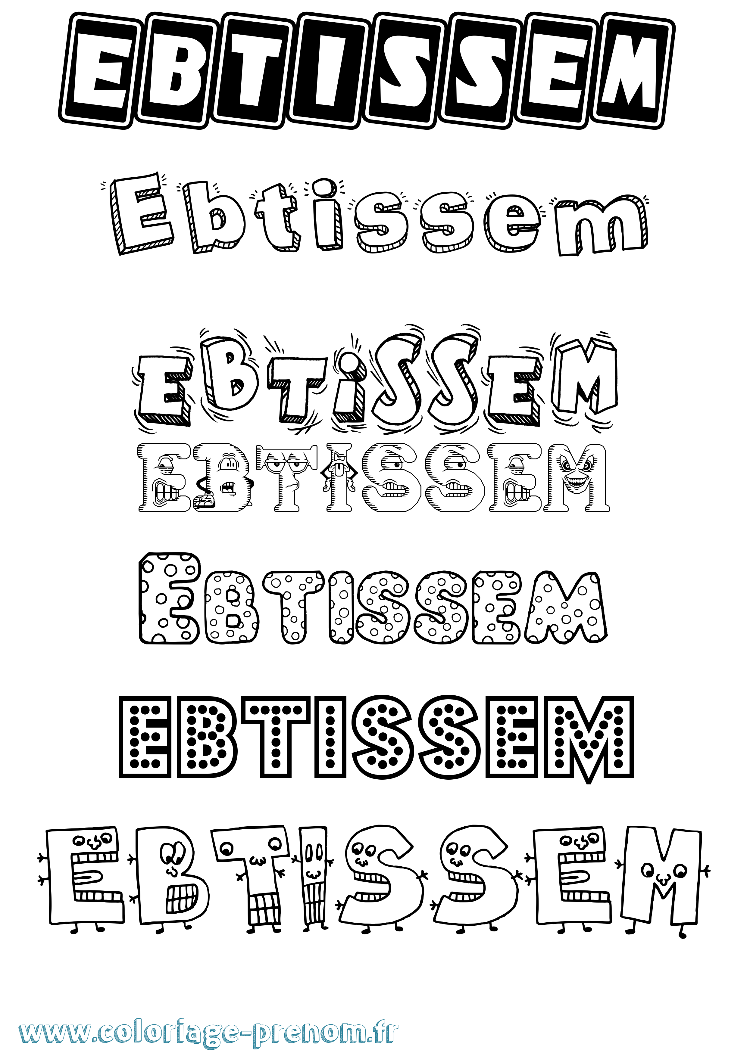 Coloriage Ebtissem Fun Coloriage prénom Ebtissem Fun
