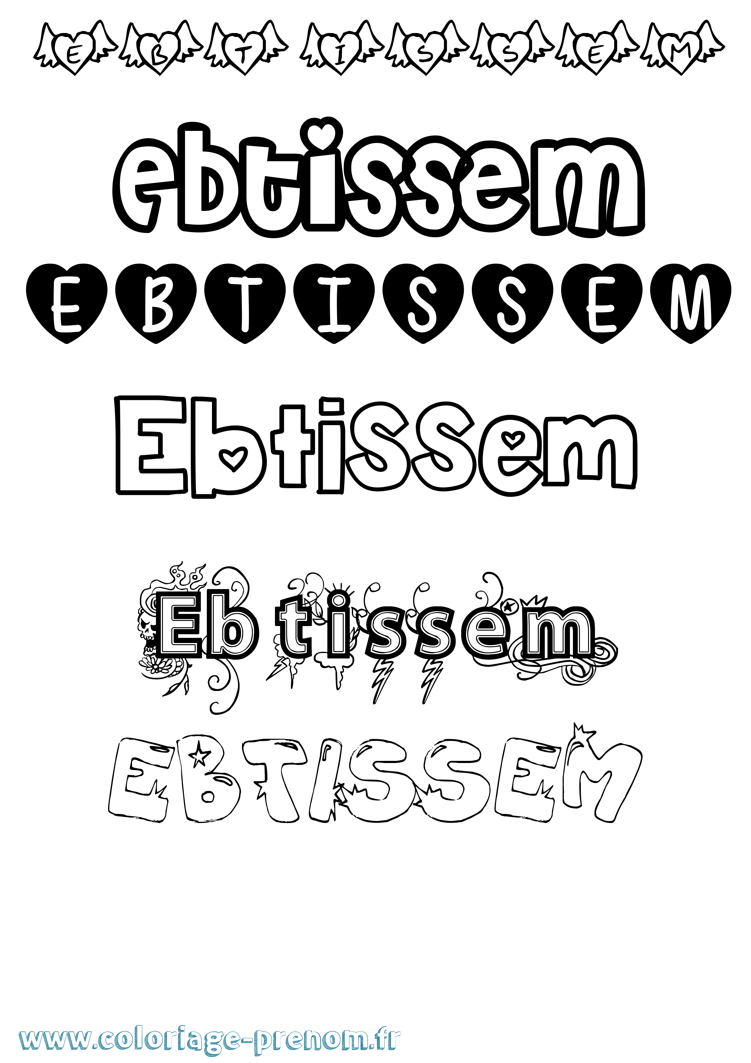 Coloriage Ebtissem Girly Coloriage prénom Ebtissem Girly