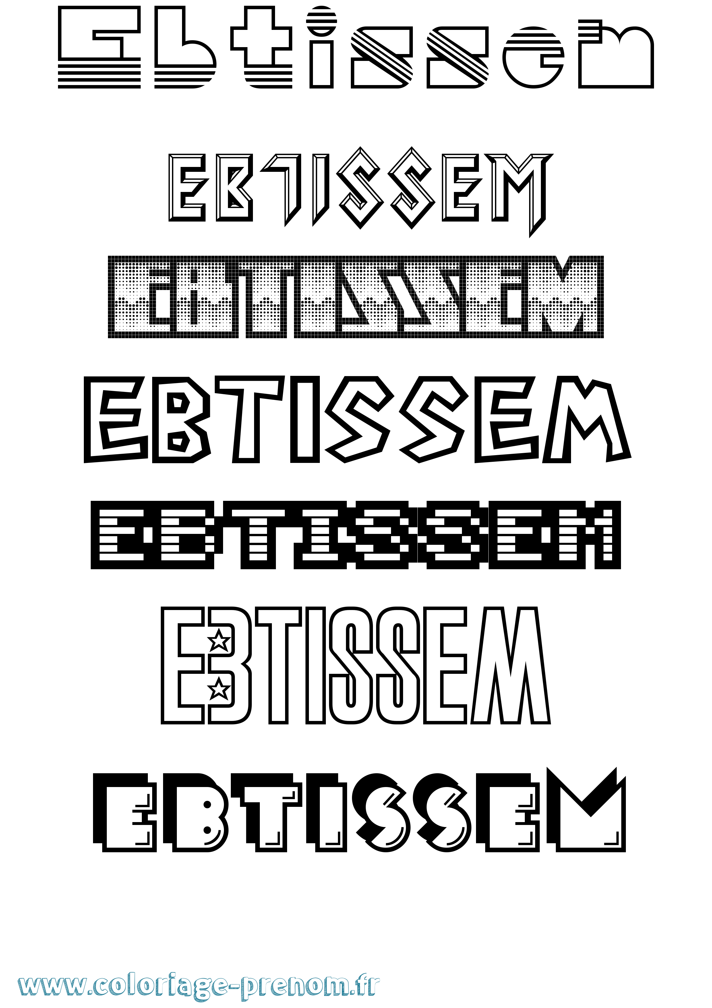 Coloriage Ebtissem Jeux Vidéos Coloriage prénom Ebtissem Jeux Vidéos
