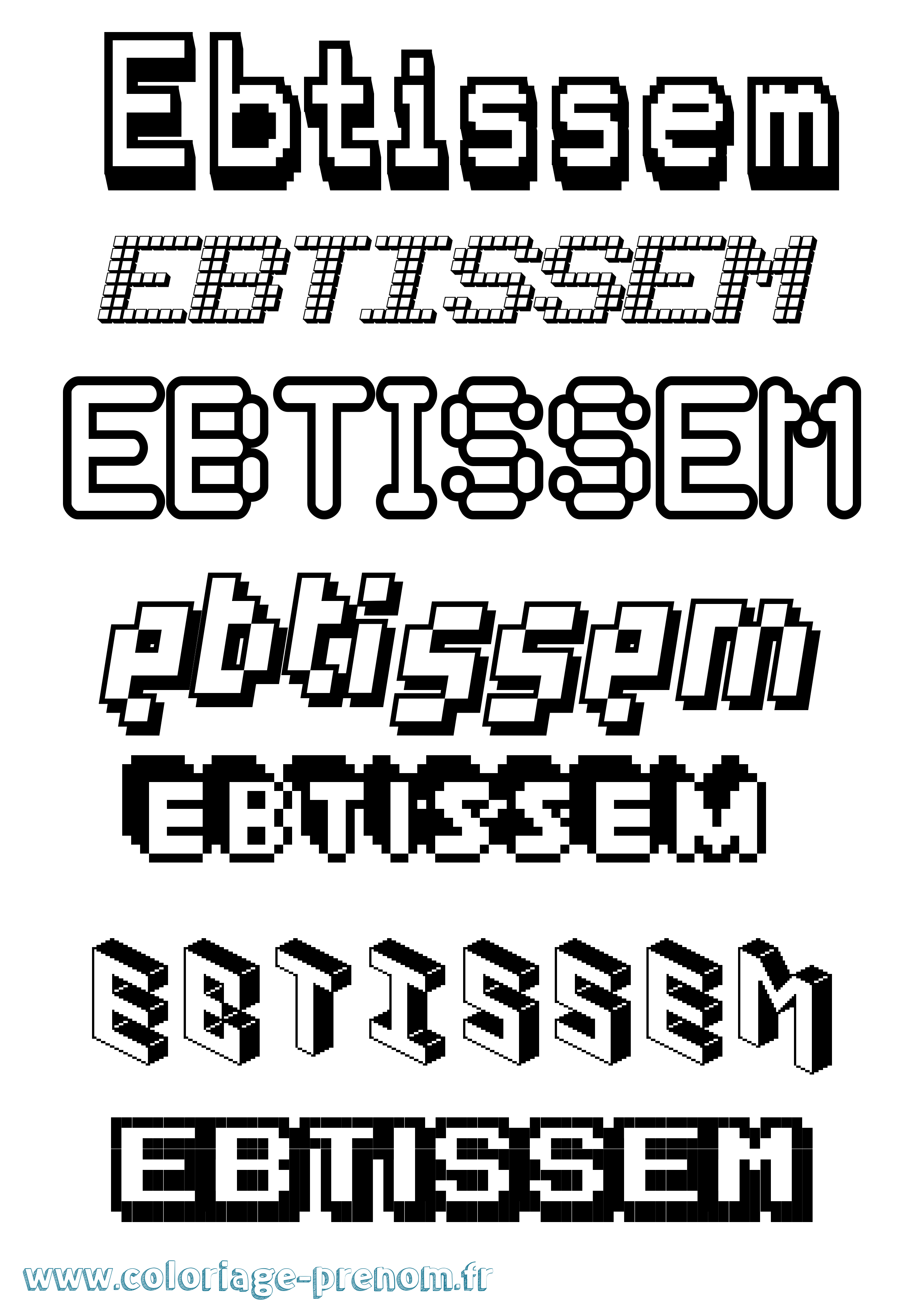 Coloriage Ebtissem Pixel Coloriage prénom Ebtissem Pixel