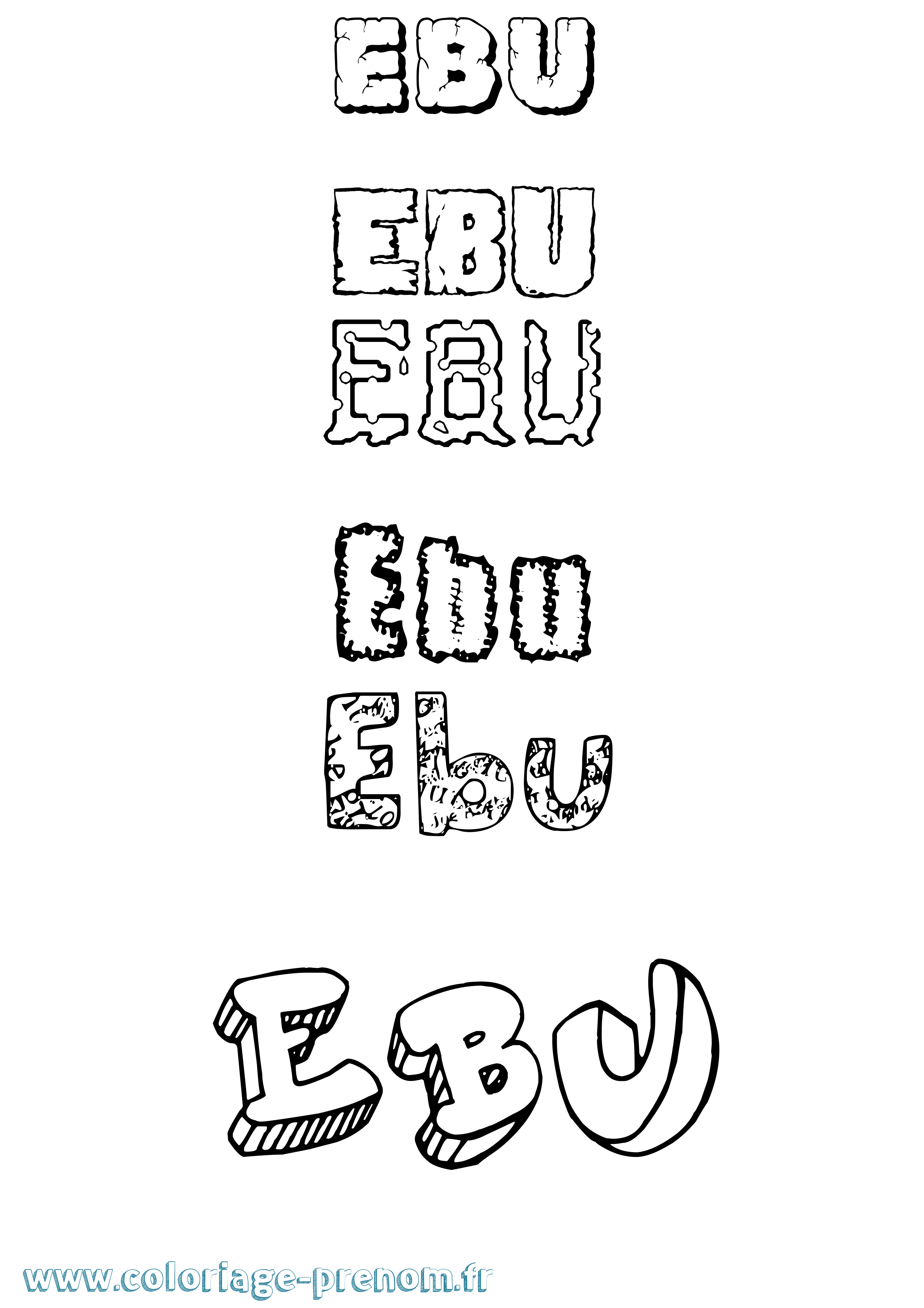 Coloriage Ebu Destructuré Coloriage prénom Ebu Destructuré