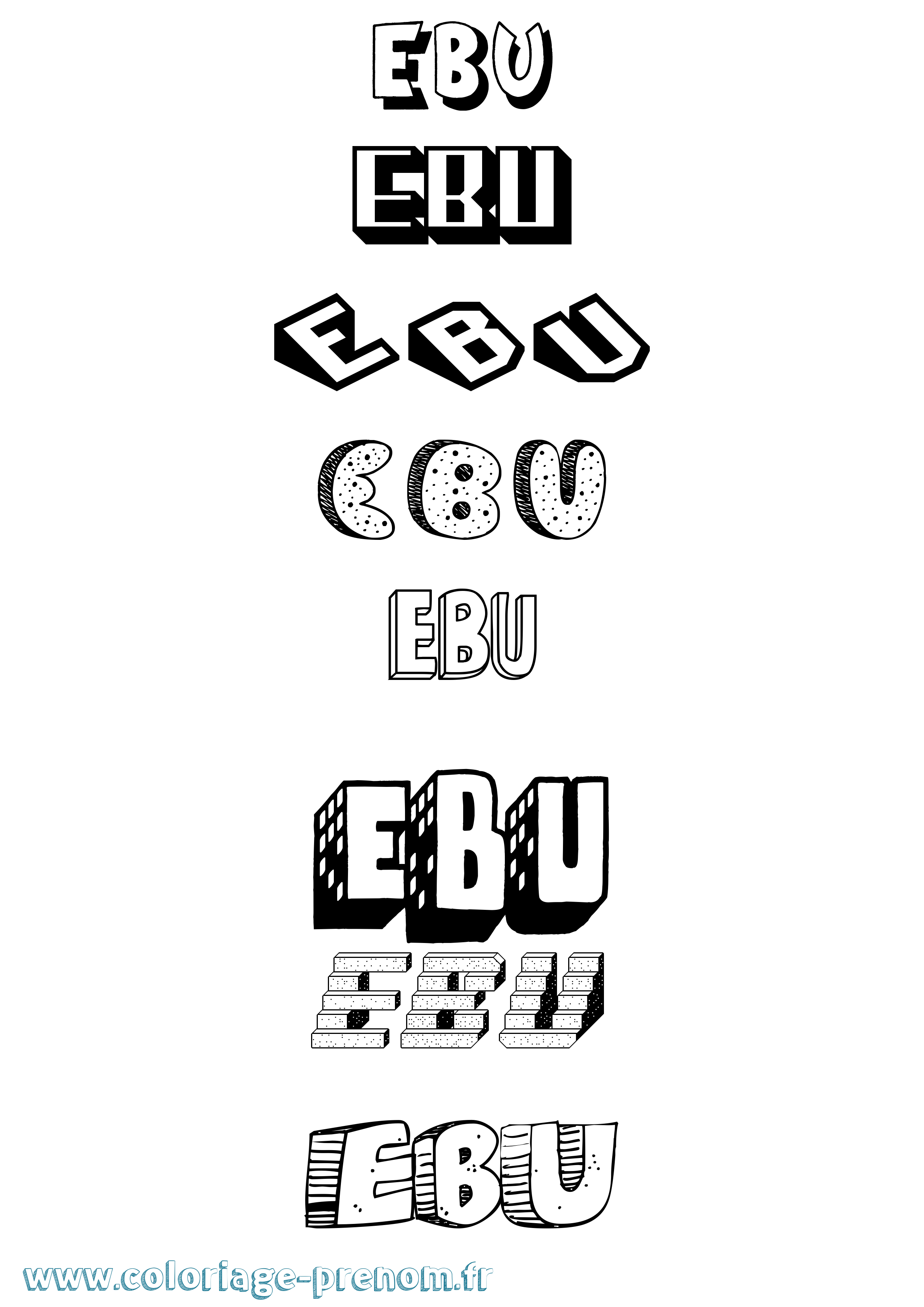 Coloriage Ebu Effet 3D Coloriage prénom Ebu Effet 3D