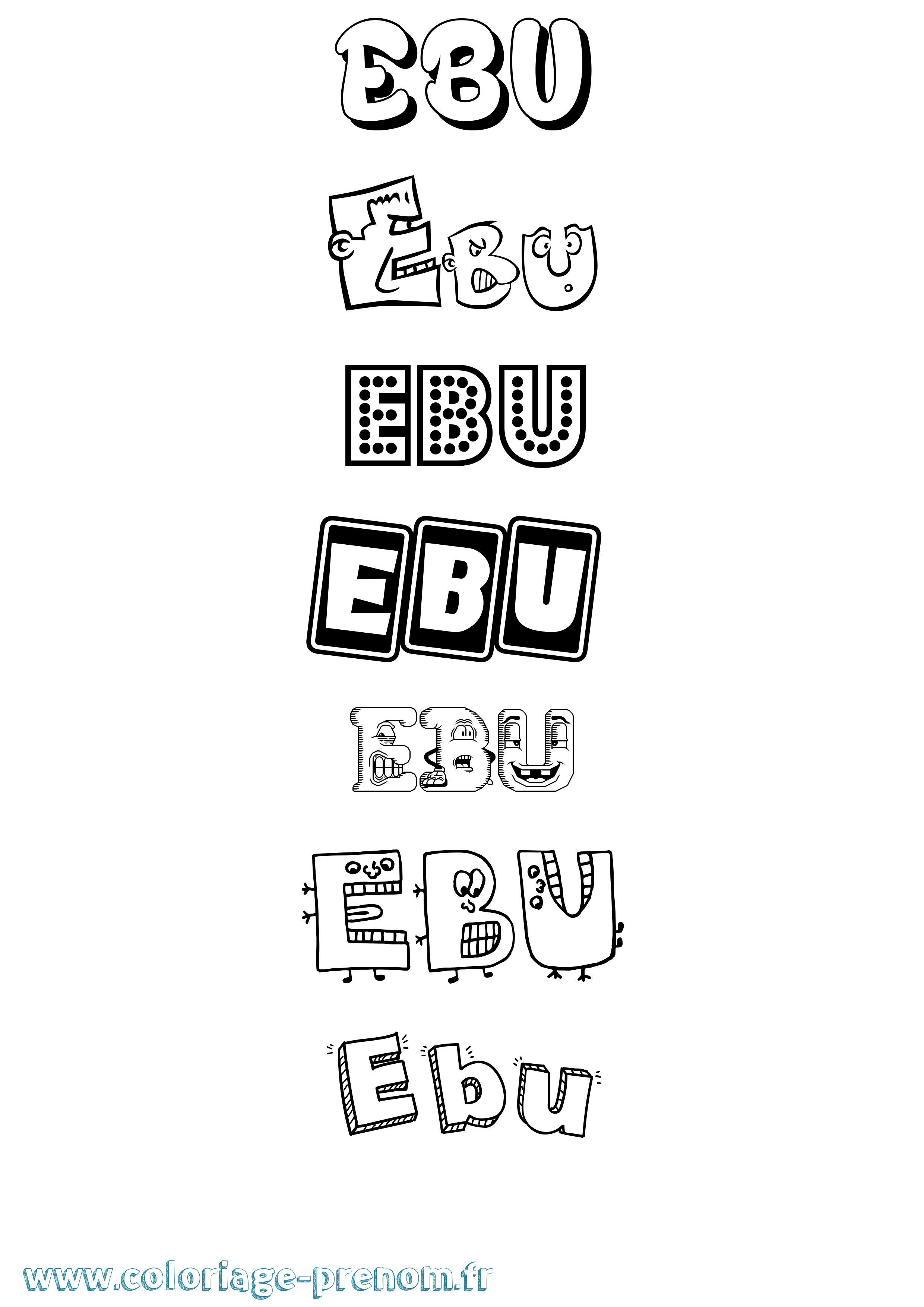 Coloriage Ebu Fun Coloriage prénom Ebu Fun