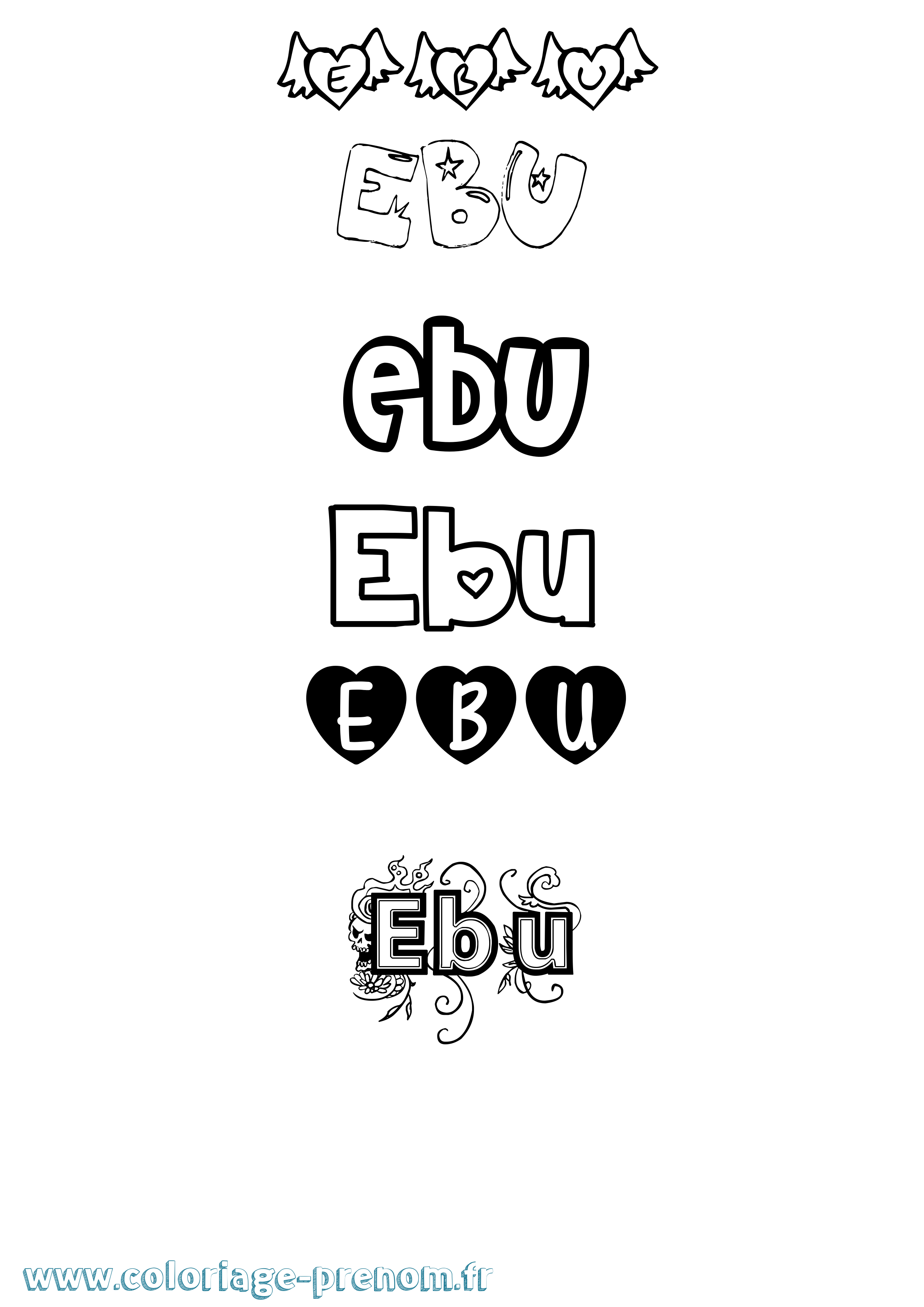 Coloriage Ebu Girly Coloriage prénom Ebu Girly