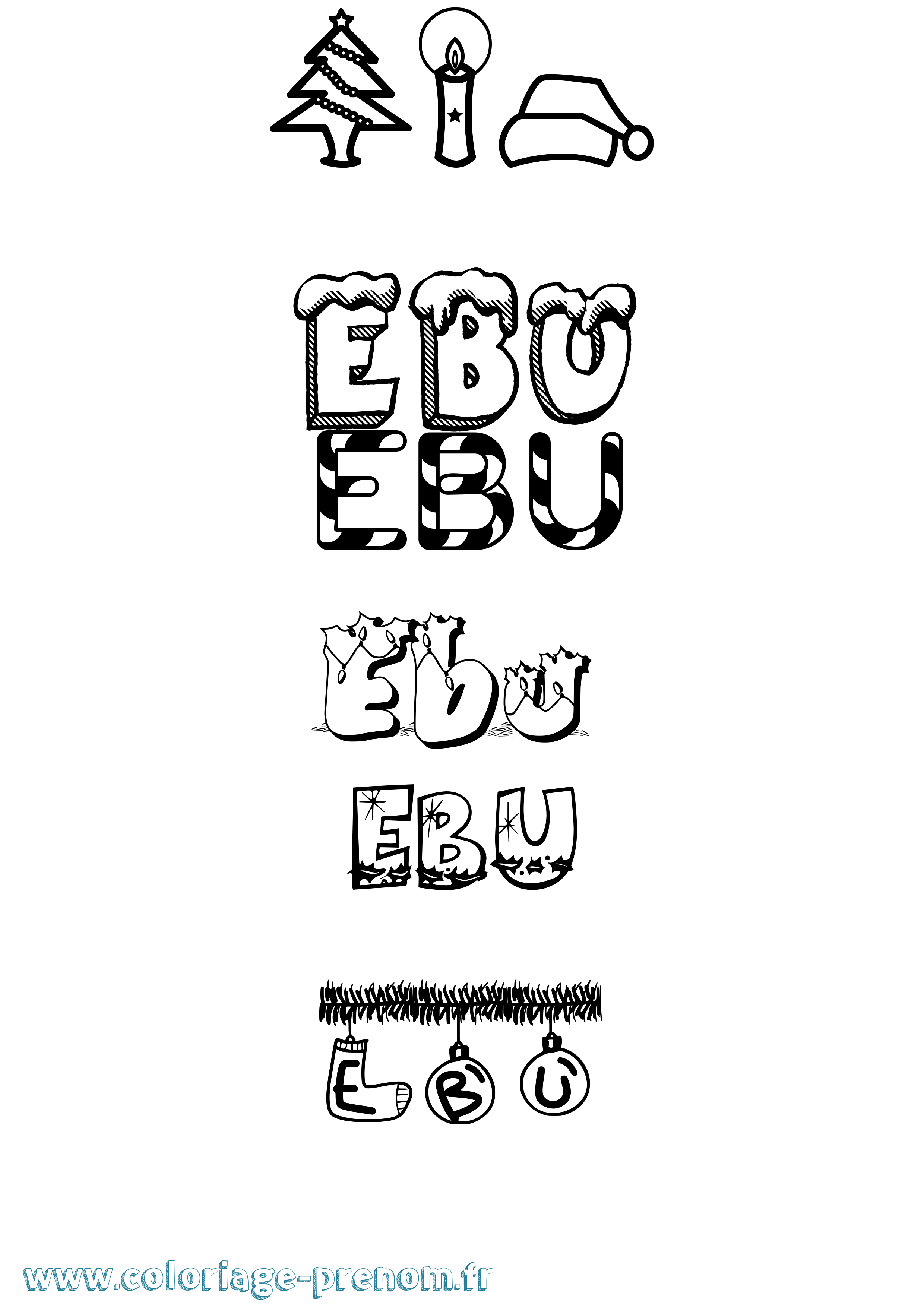 Coloriage Ebu Noël Coloriage prénom Ebu Noël