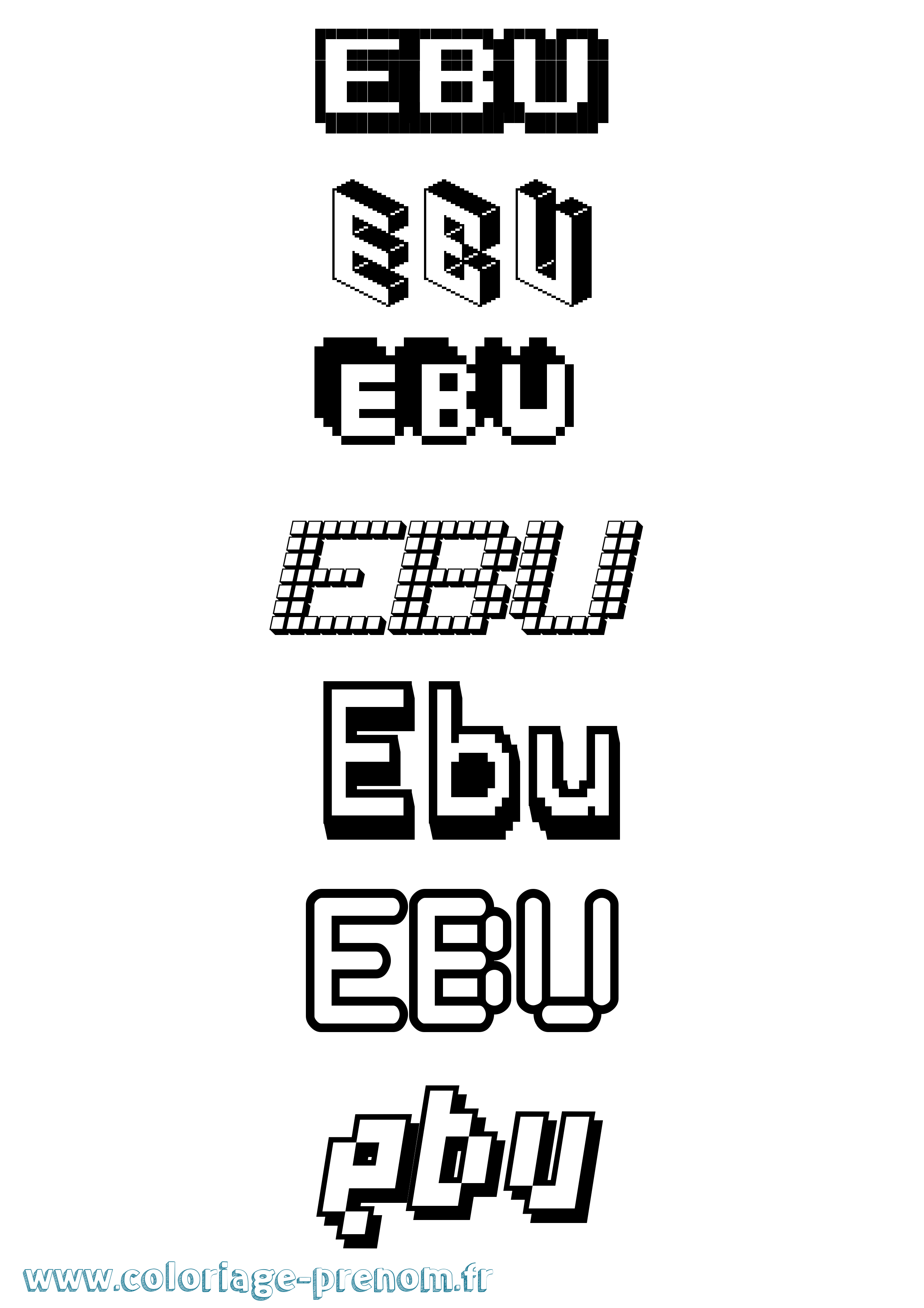 Coloriage Ebu Pixel Coloriage prénom Ebu Pixel
