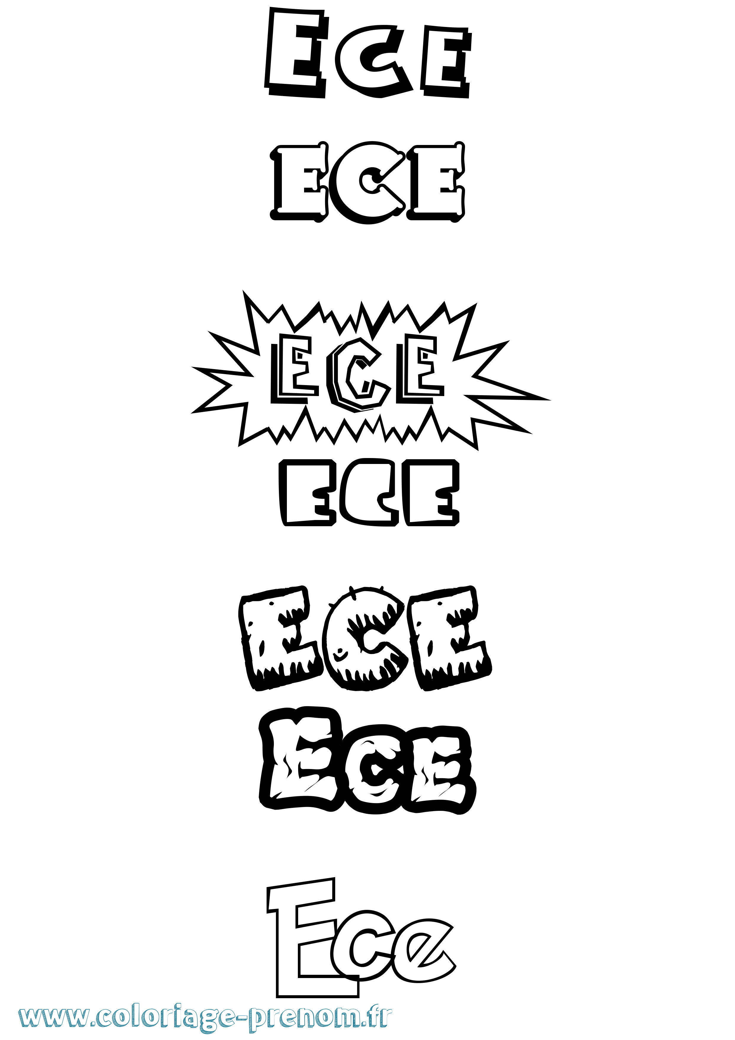 Coloriage Ece Dessin Animé Coloriage prénom Ece Dessin Animé