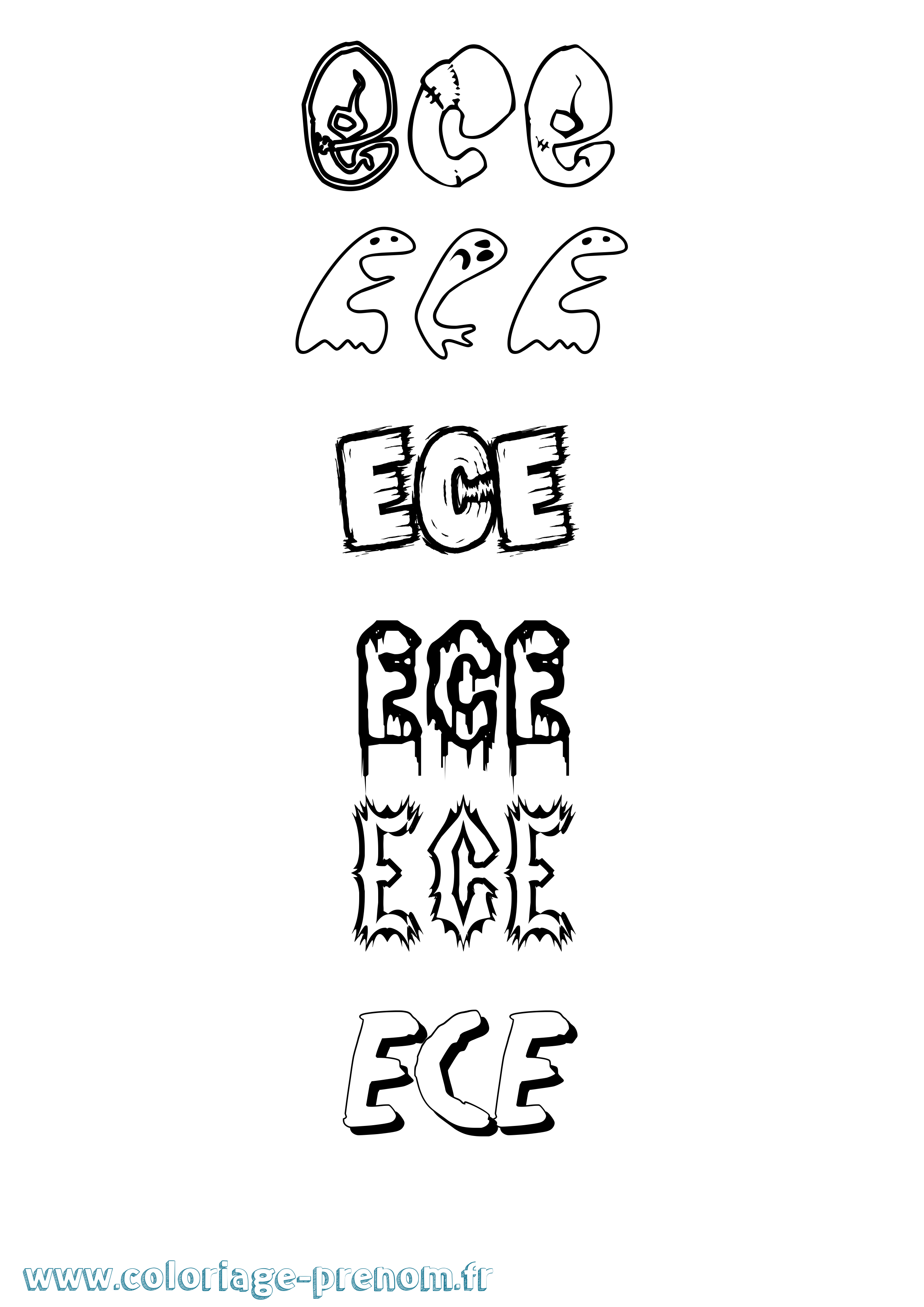Coloriage Ece Frisson Coloriage prénom Ece Frisson