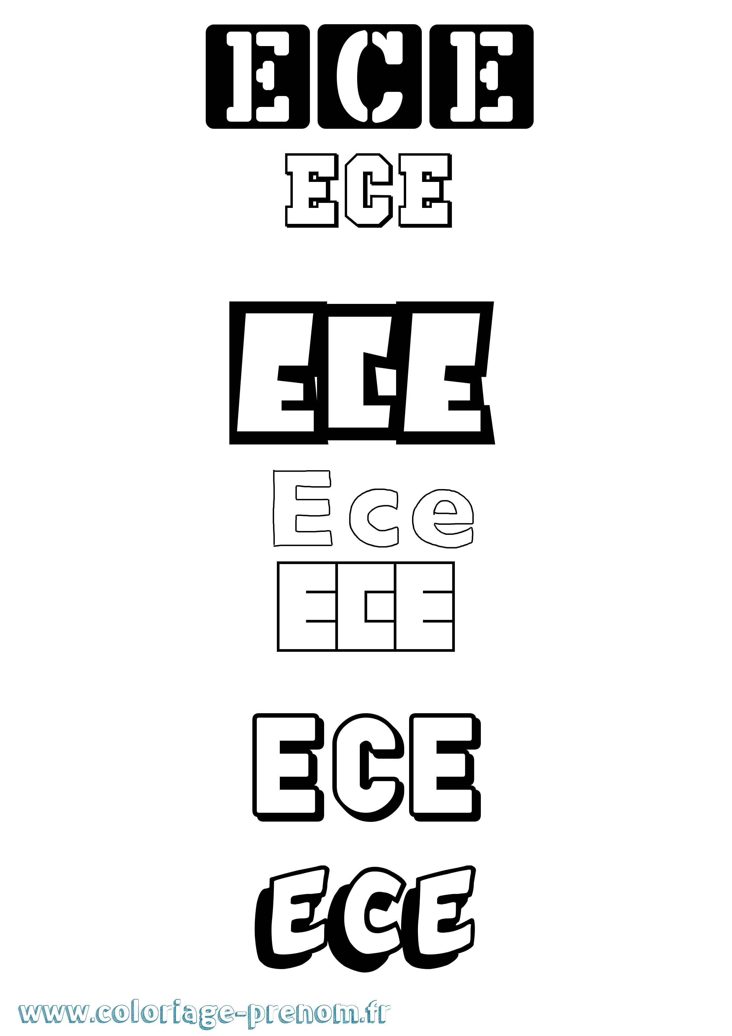 Coloriage Ece Simple Coloriage prénom Ece Simple