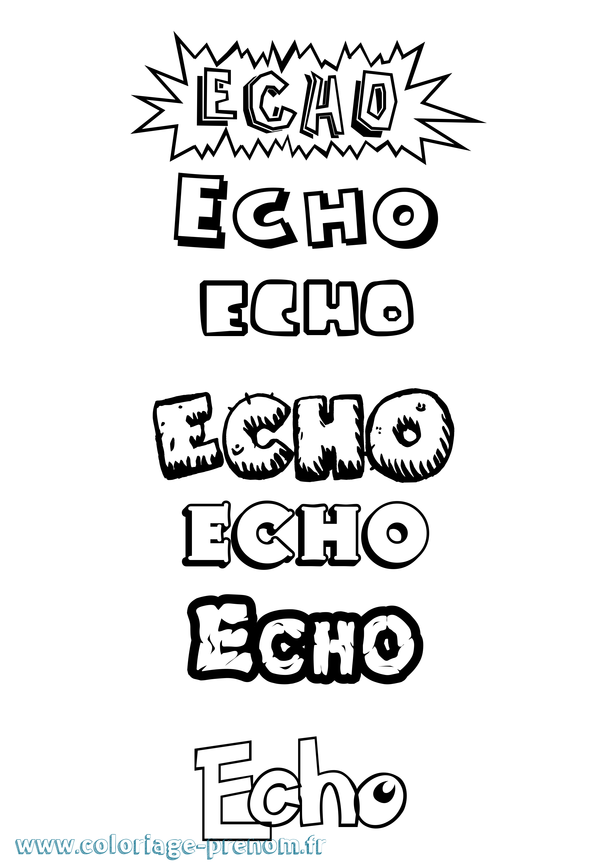 Coloriage prénom Echo Dessin Animé