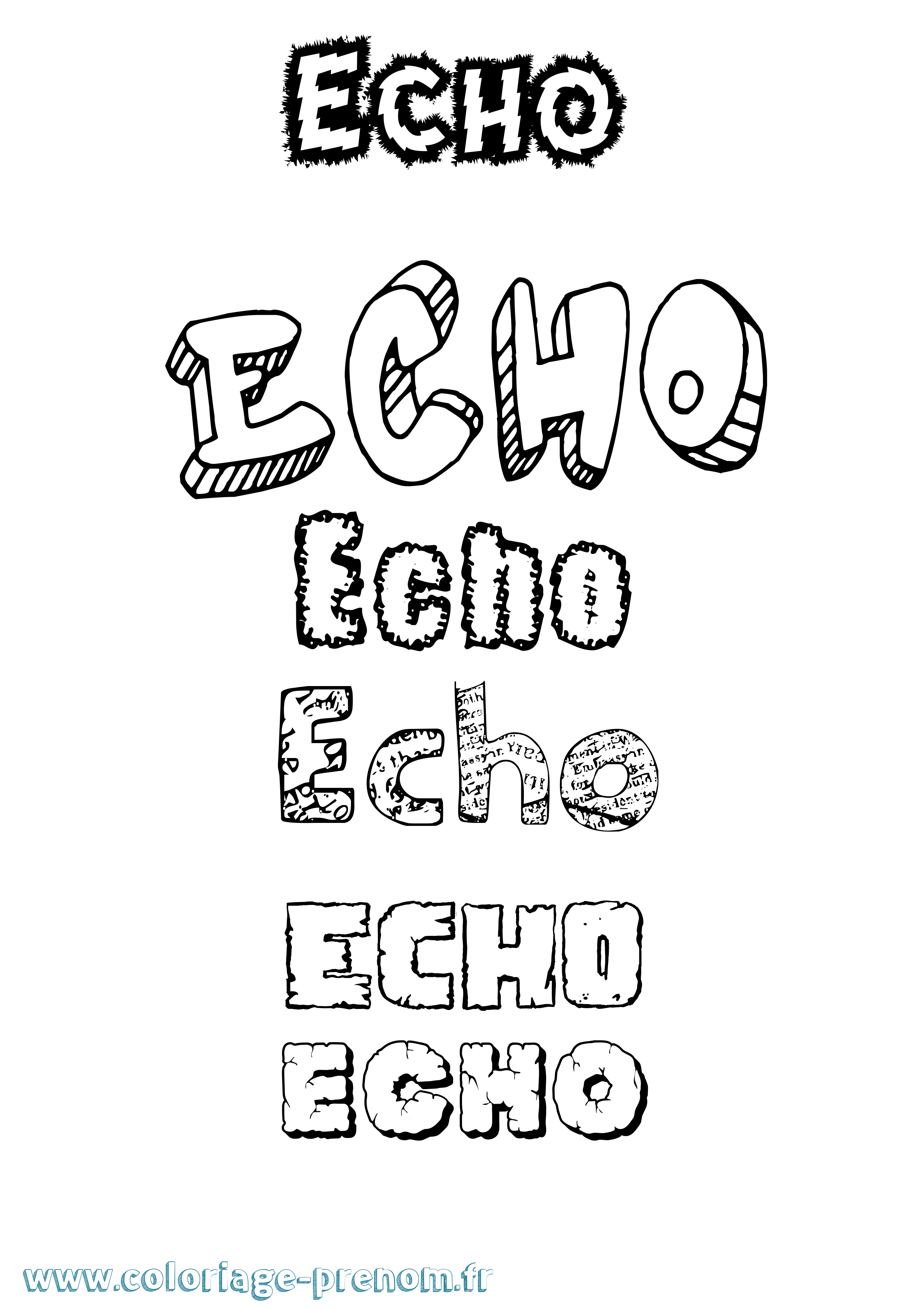 Coloriage prénom Echo Destructuré
