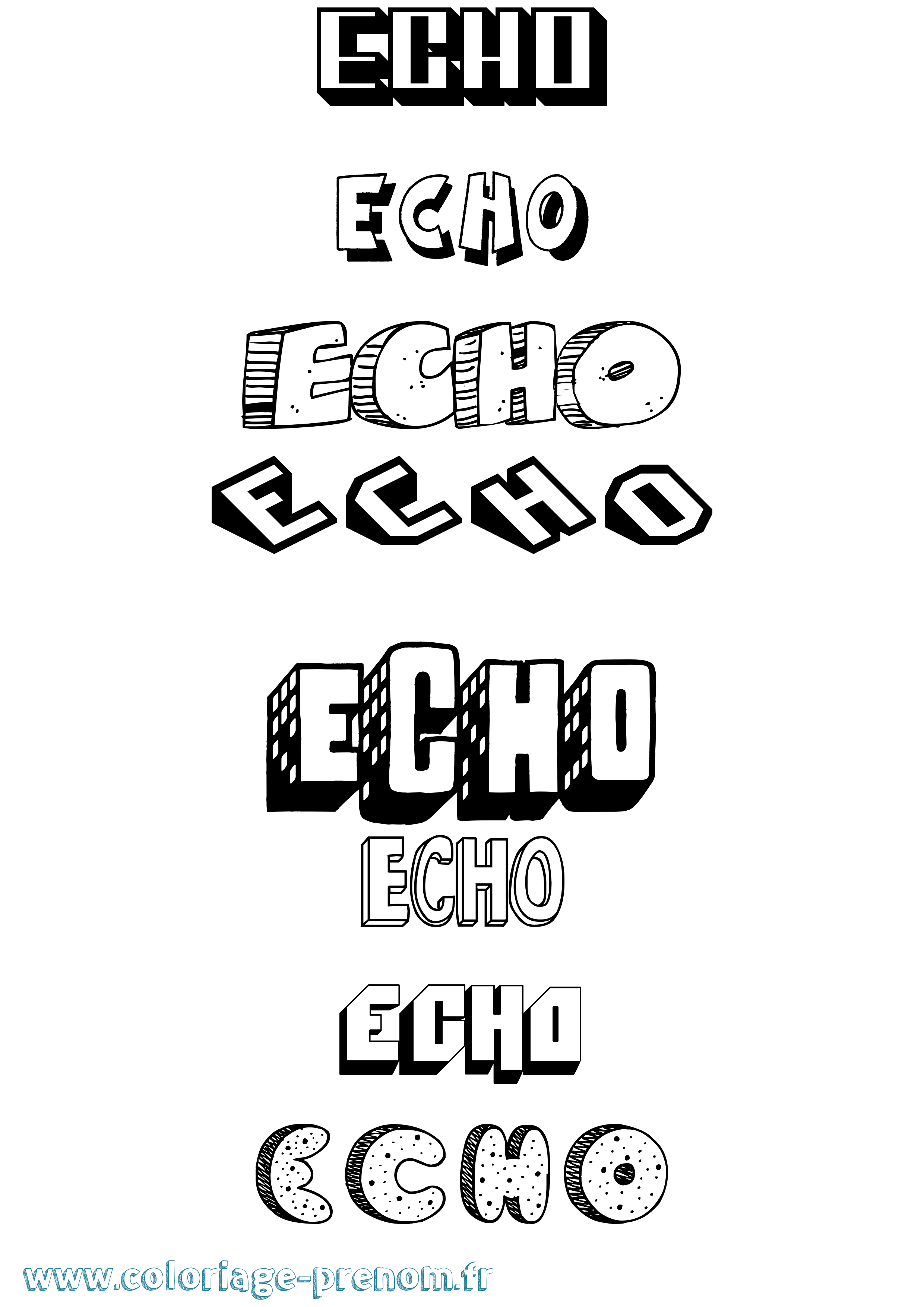 Coloriage prénom Echo Effet 3D