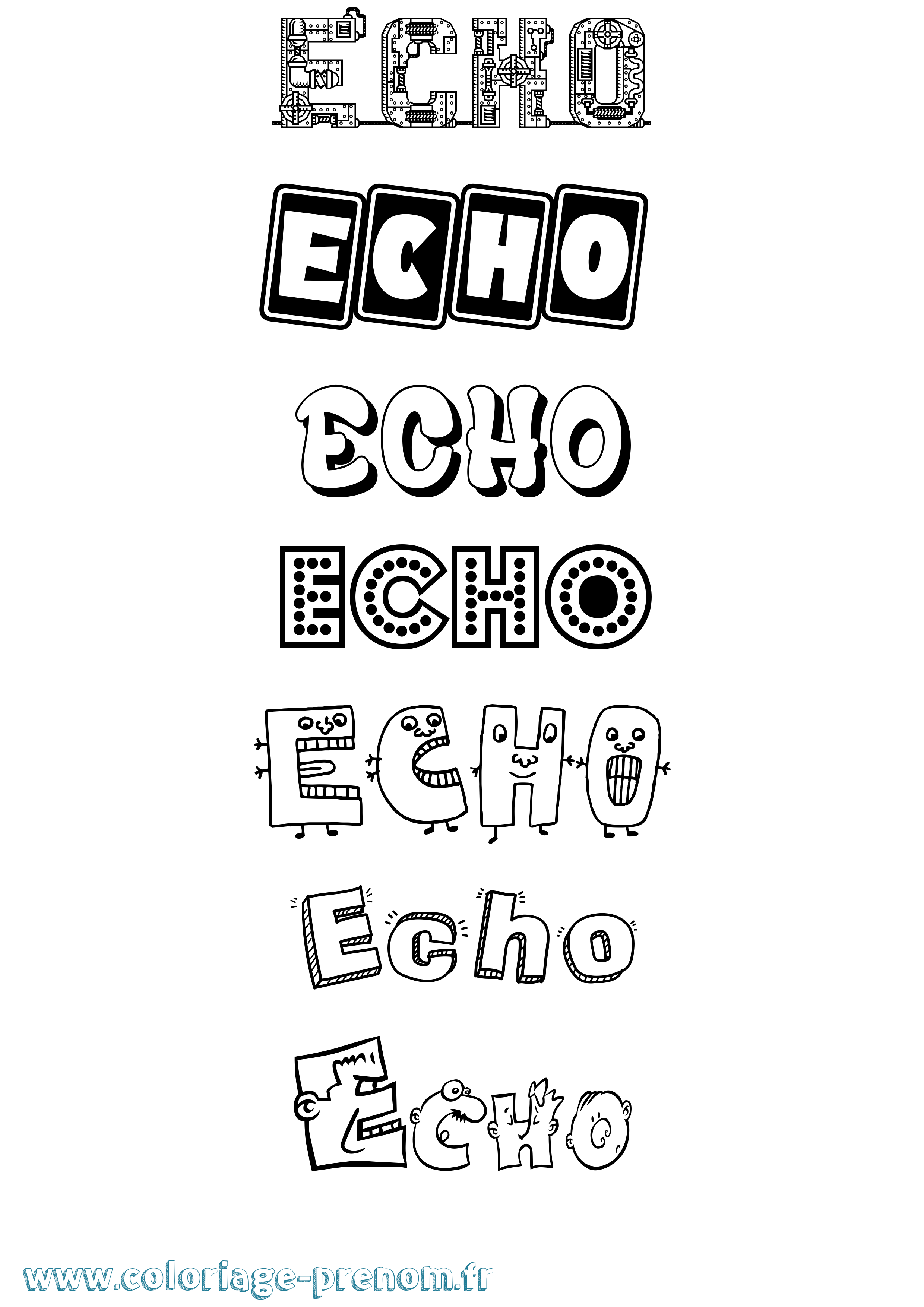 Coloriage prénom Echo Fun