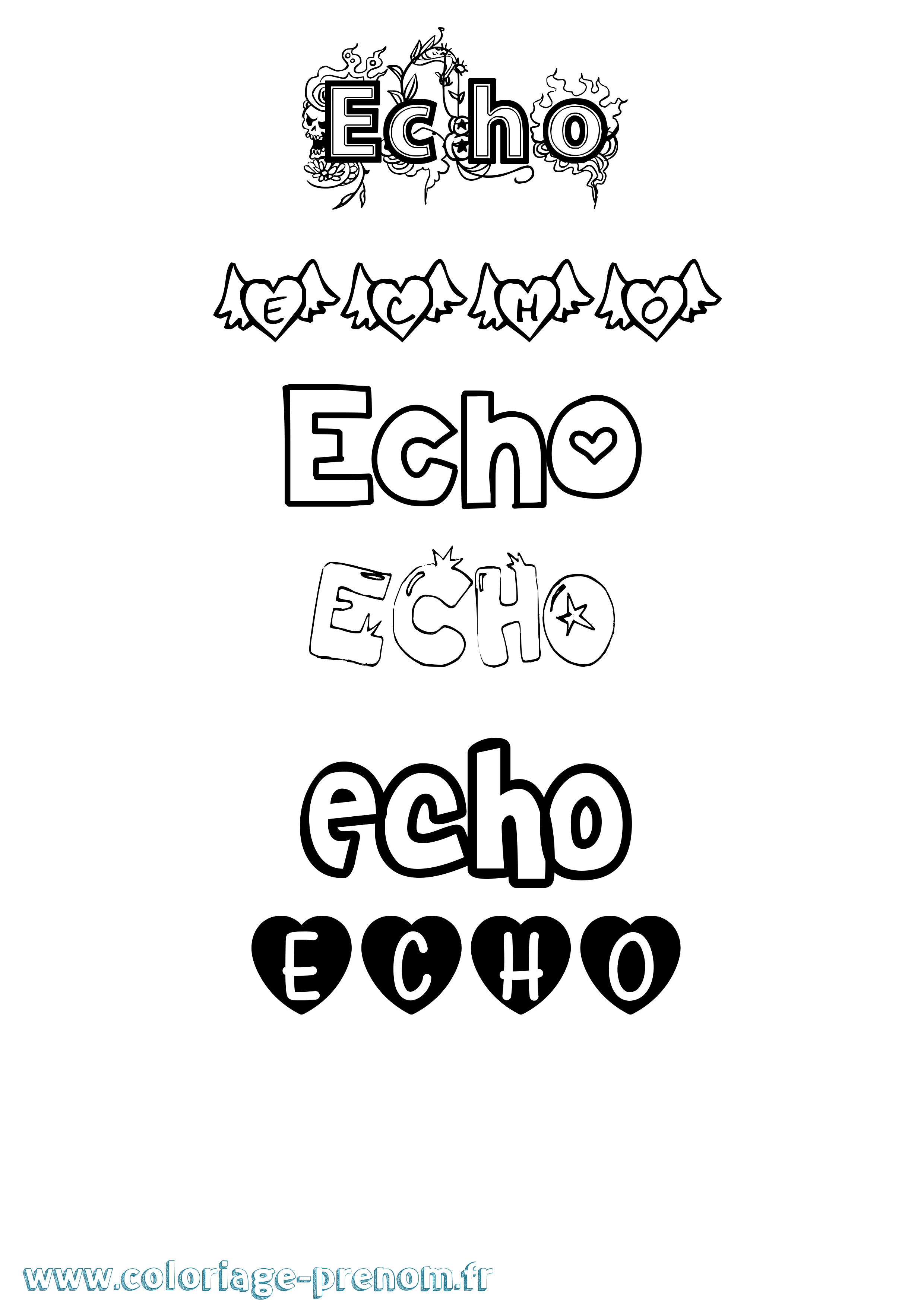 Coloriage prénom Echo Girly