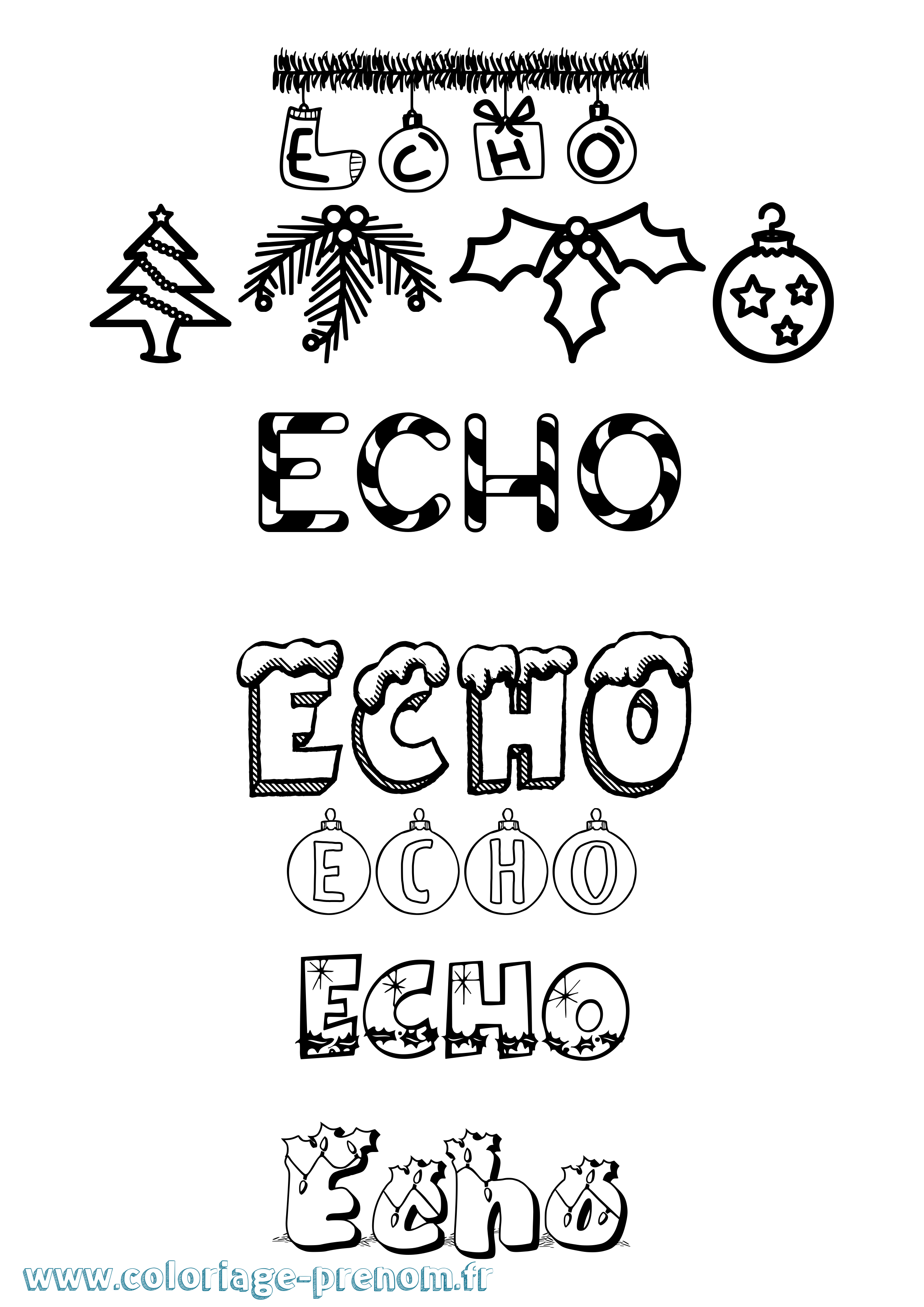 Coloriage prénom Echo Noël