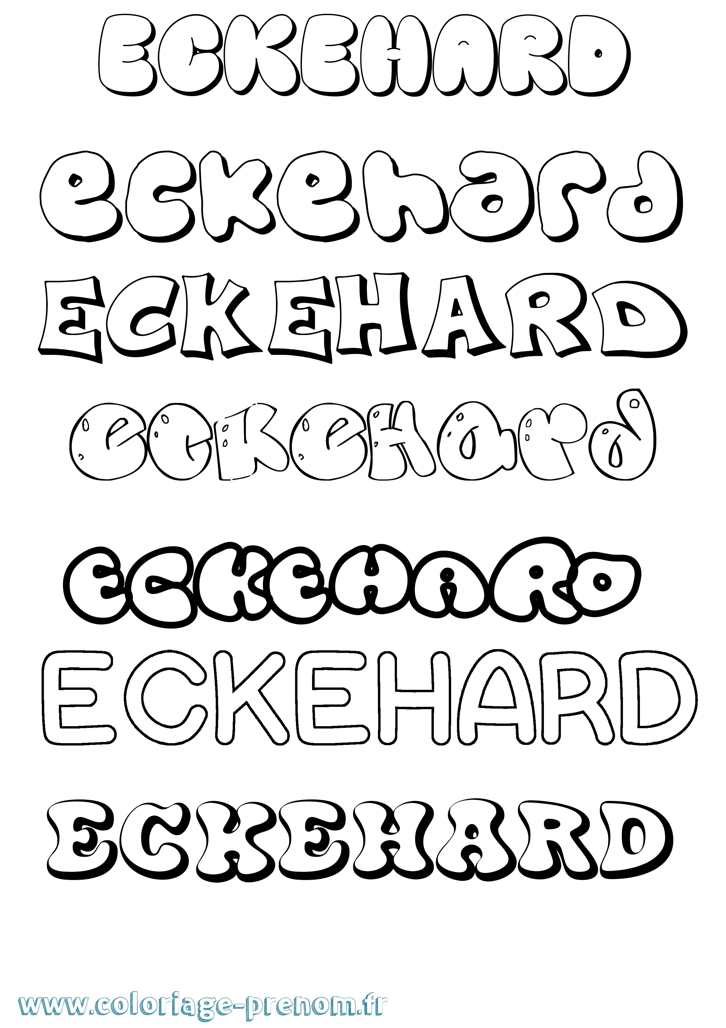 Coloriage prénom Eckehard Bubble