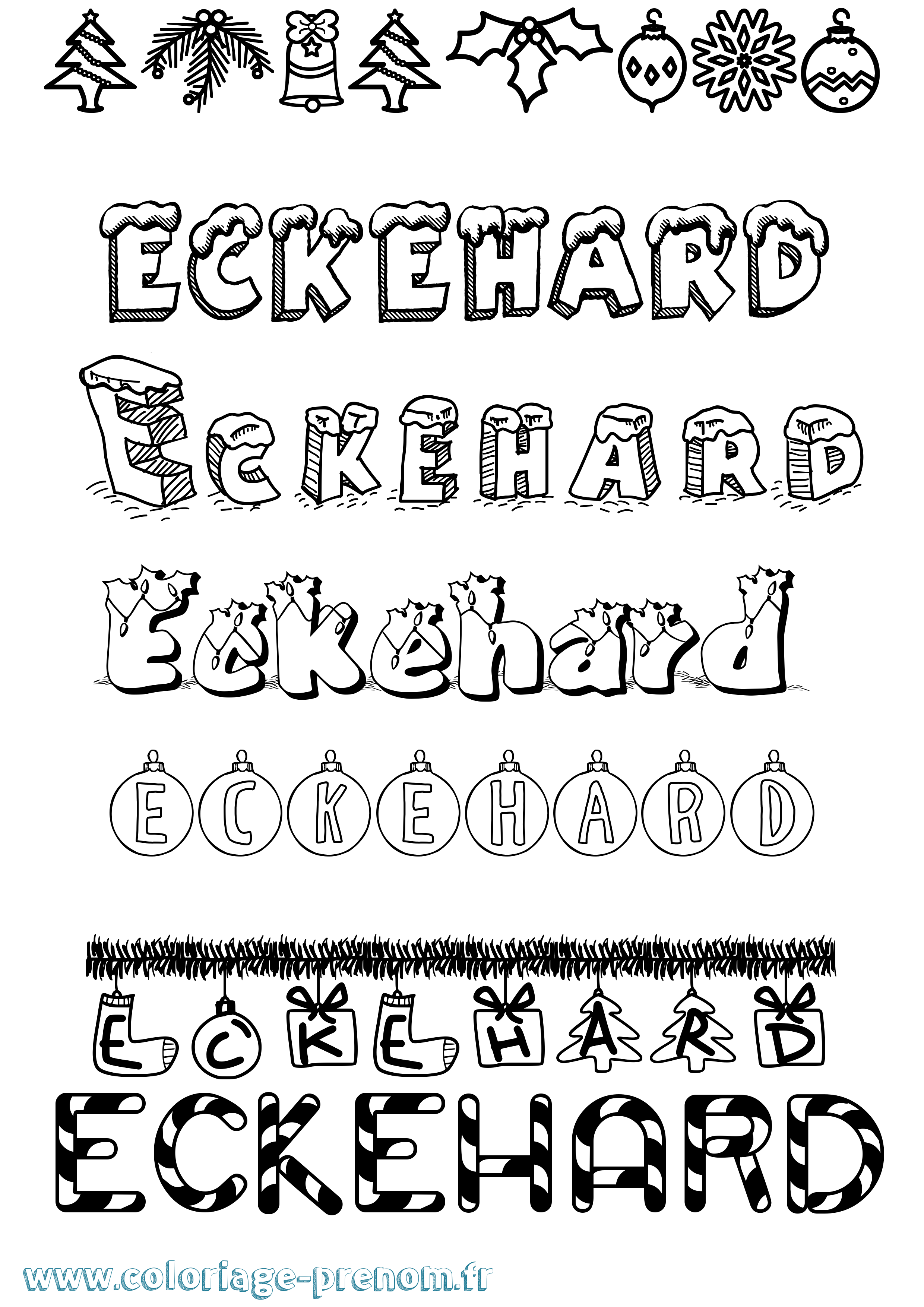 Coloriage Eckehard Noël Coloriage prénom Eckehard Noël