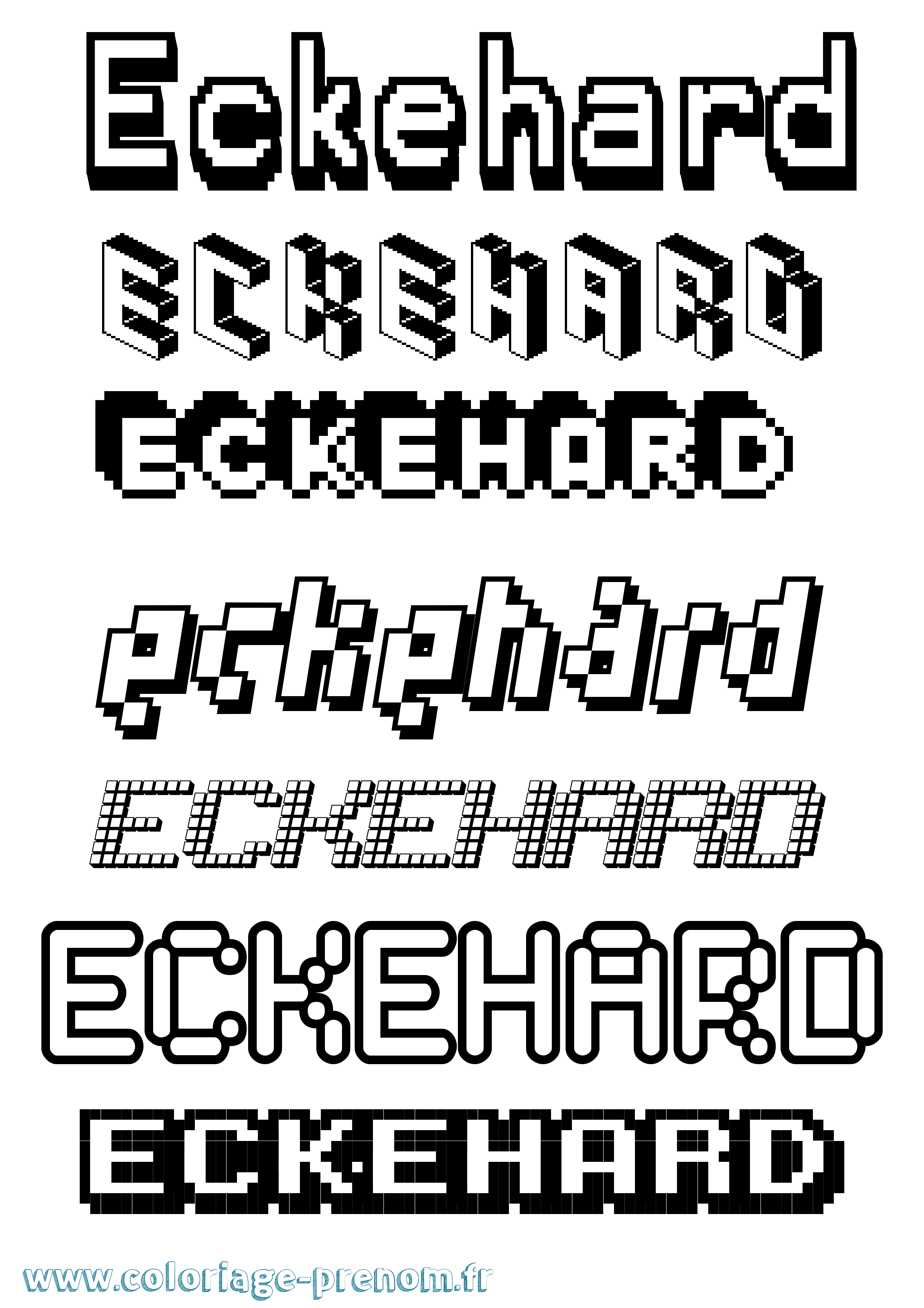 Coloriage Eckehard Pixel Coloriage prénom Eckehard Pixel