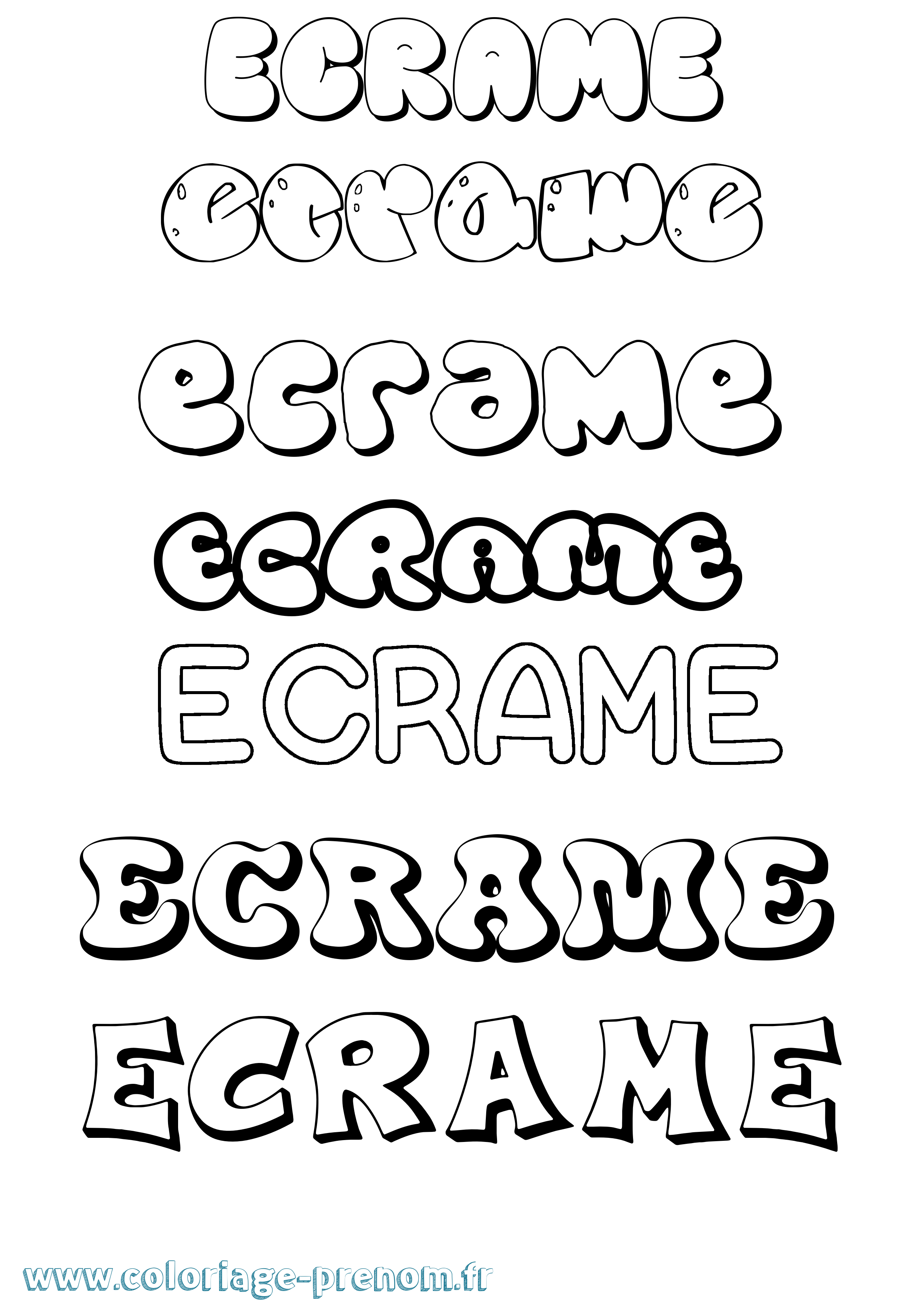 Coloriage Ecrame Bubble Coloriage prénom Ecrame Bubble